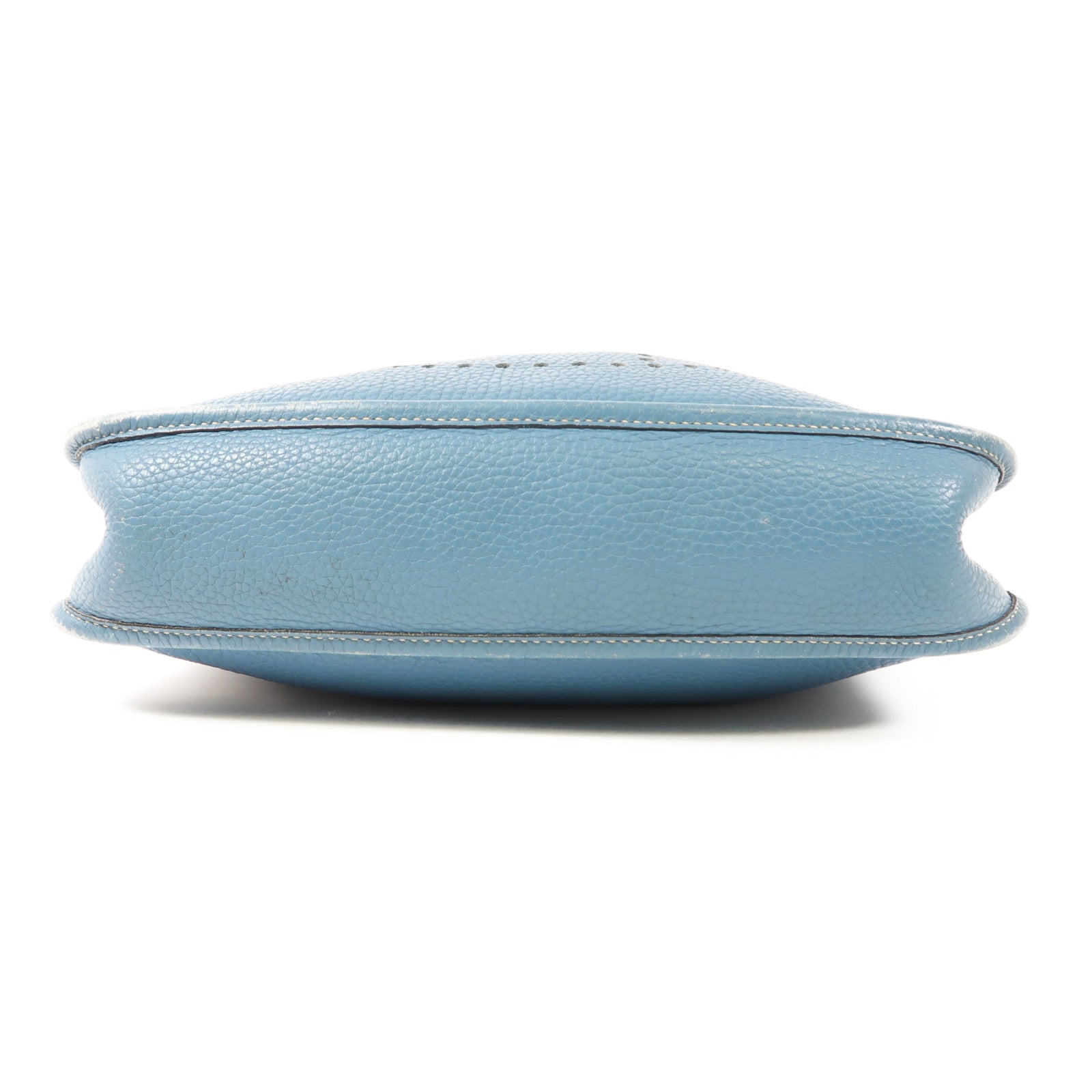 HERMES Clemence皮革Evelyne PM銀扣肩背袋Bleu Jean