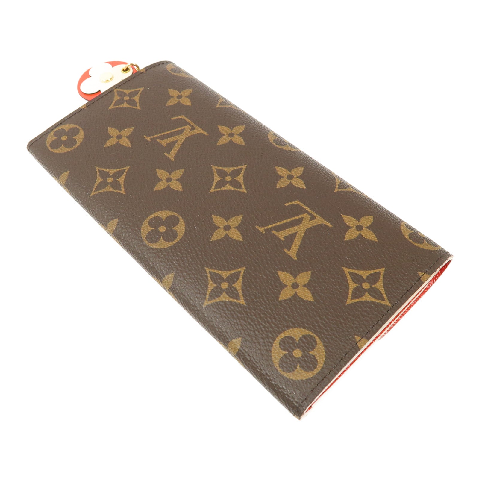 LOUIS VUITTON Monogram Emilie Wallet金扣長錢包啡色/紅色