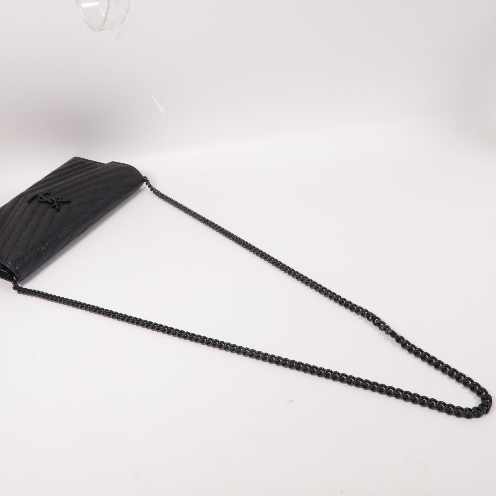 SAINT LAURENT 牛皮皮革Wallet On Chain鏈帶肩背袋黑色