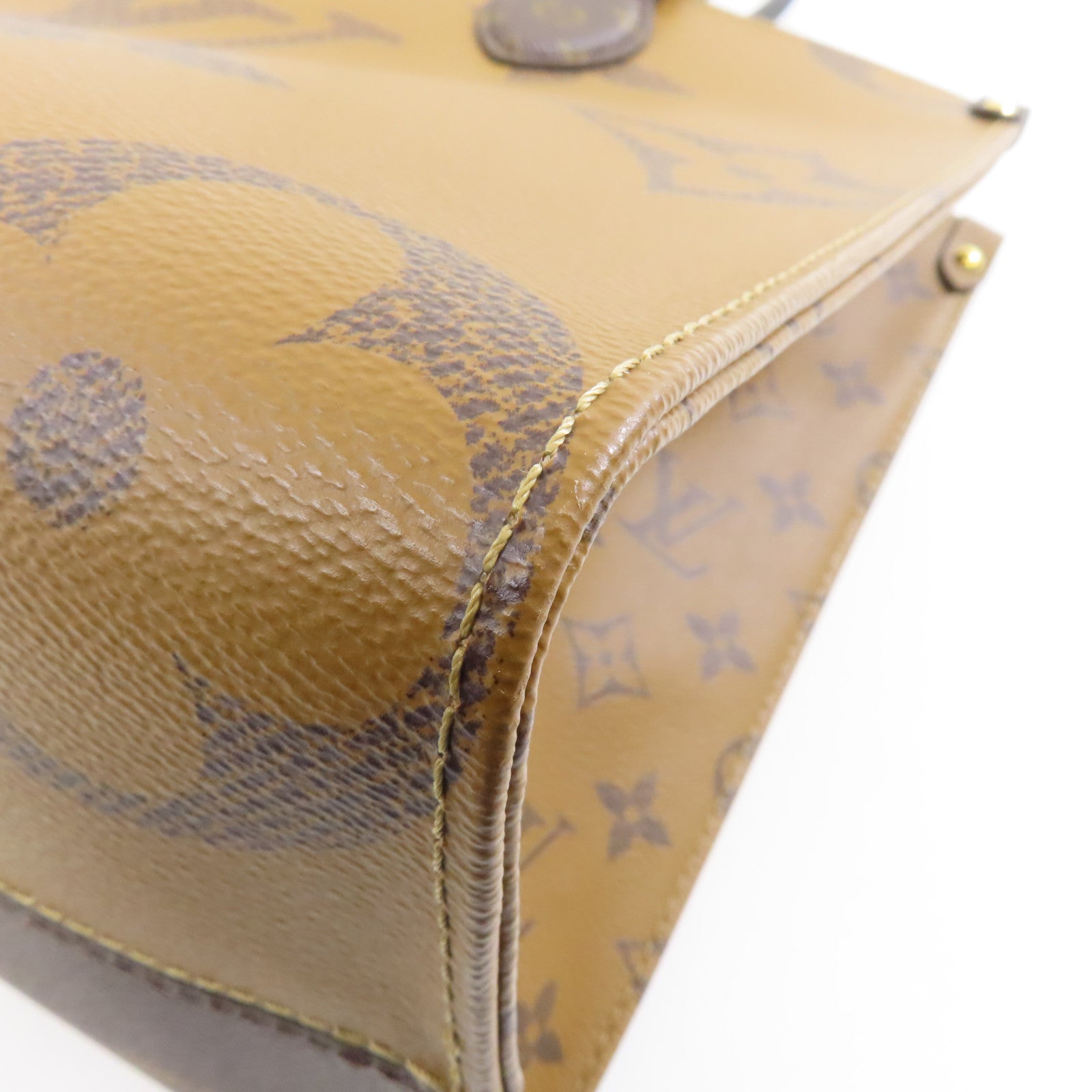LOUIS VUITTON Monogram Giant/Monogram Reverse On The Go MM金扣手挽肩背兩用袋啡色
