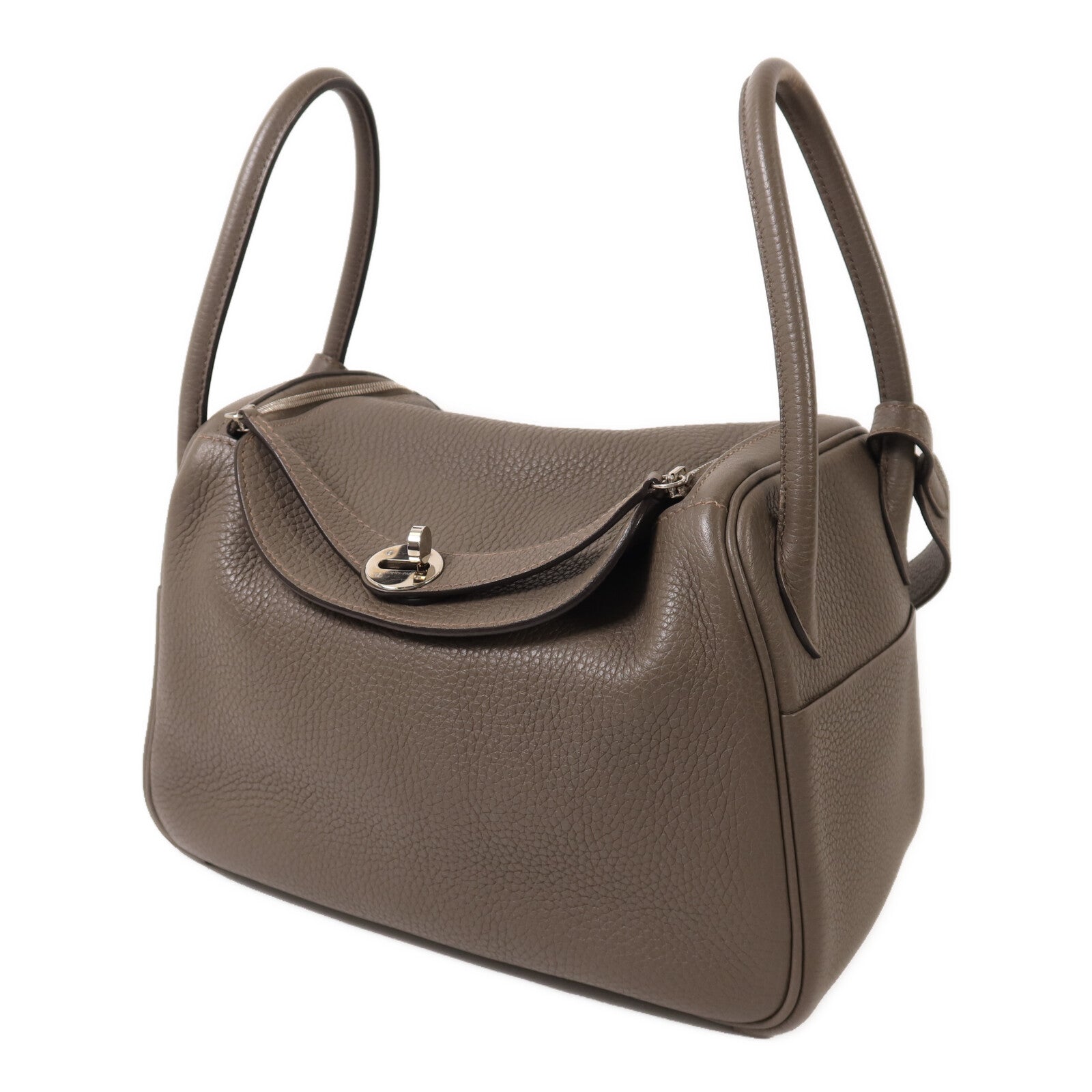 HERMES Clemence皮革Lindy 26手挽肩背兩用袋Etain
