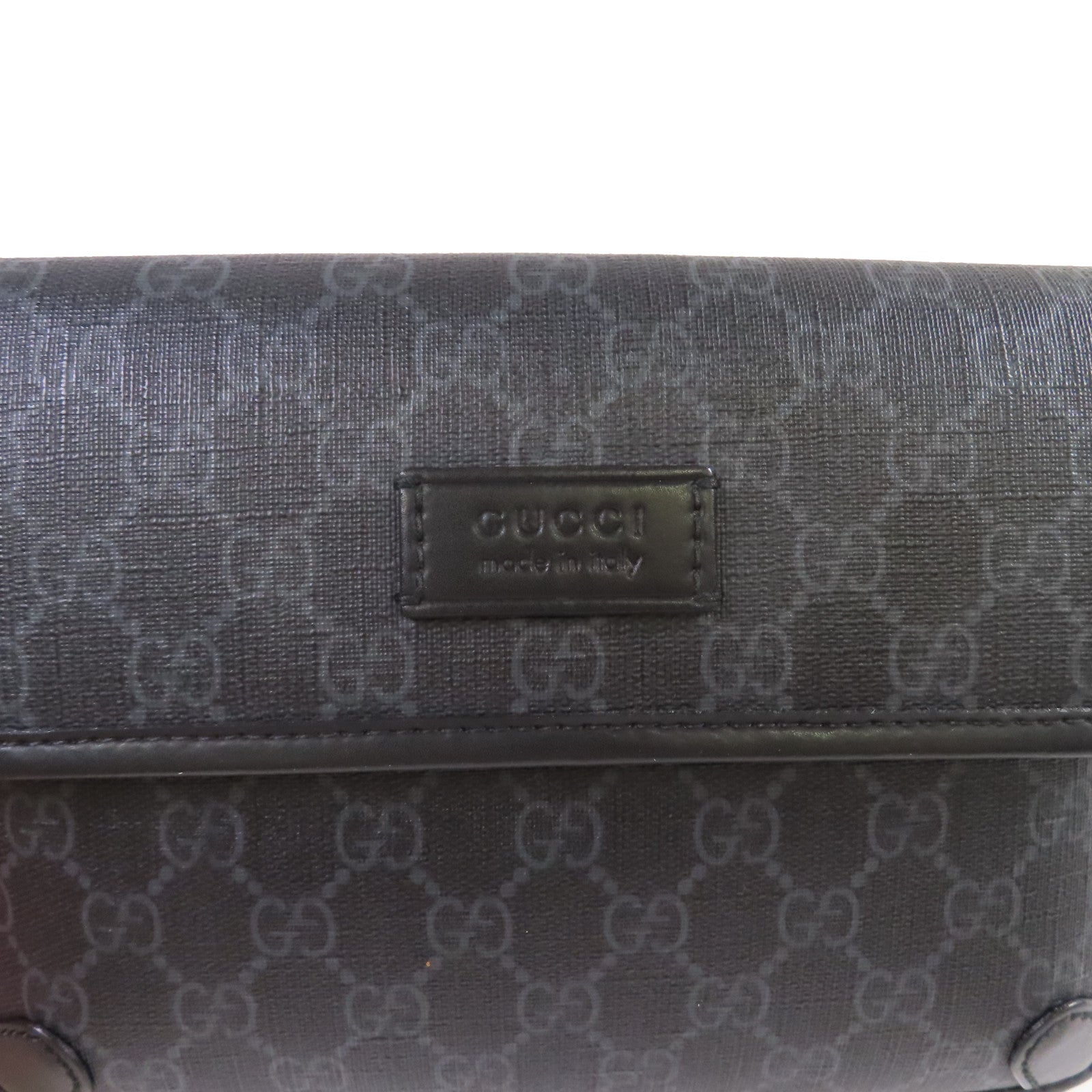 GUCCI 塗層帆布Supreme Belt Bag銀扣肩背腰袋黑色