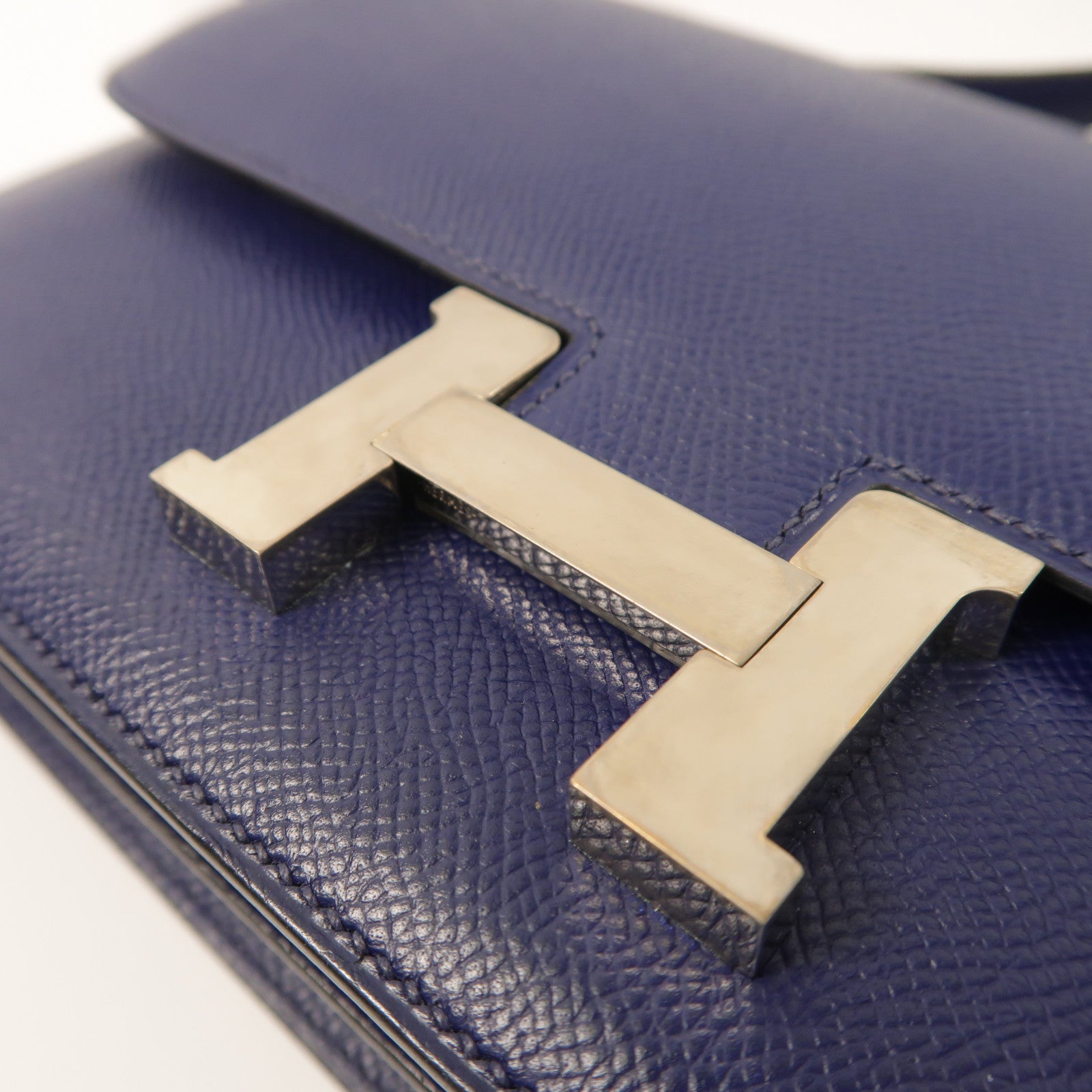 HERMES Epsom皮革Constance Elan肩背袋Bleu Saphir