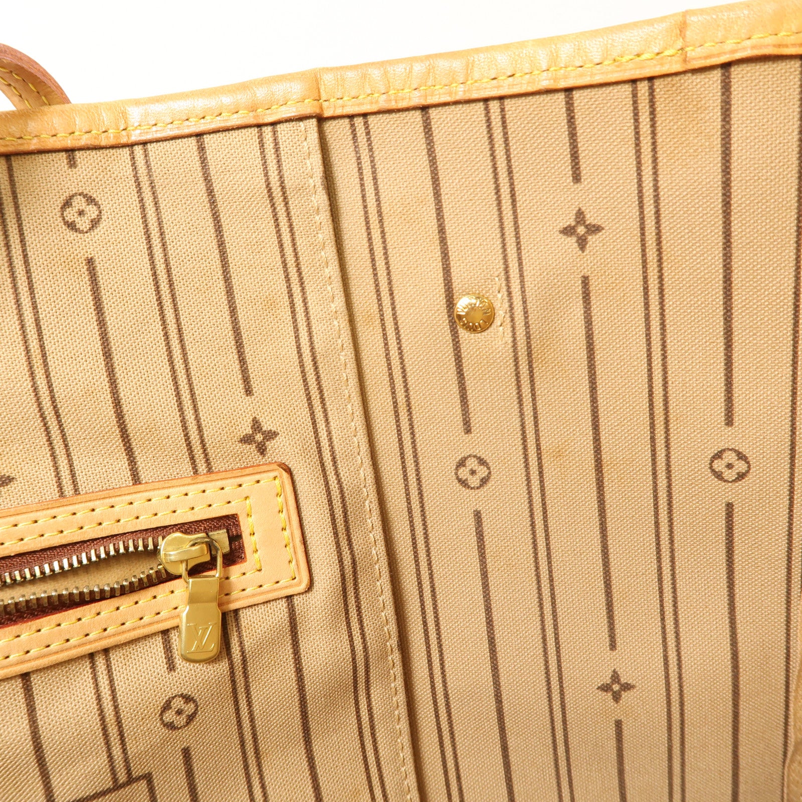 LOUIS VUITTON Monogram Neverfull MM金扣肩背袋棕色