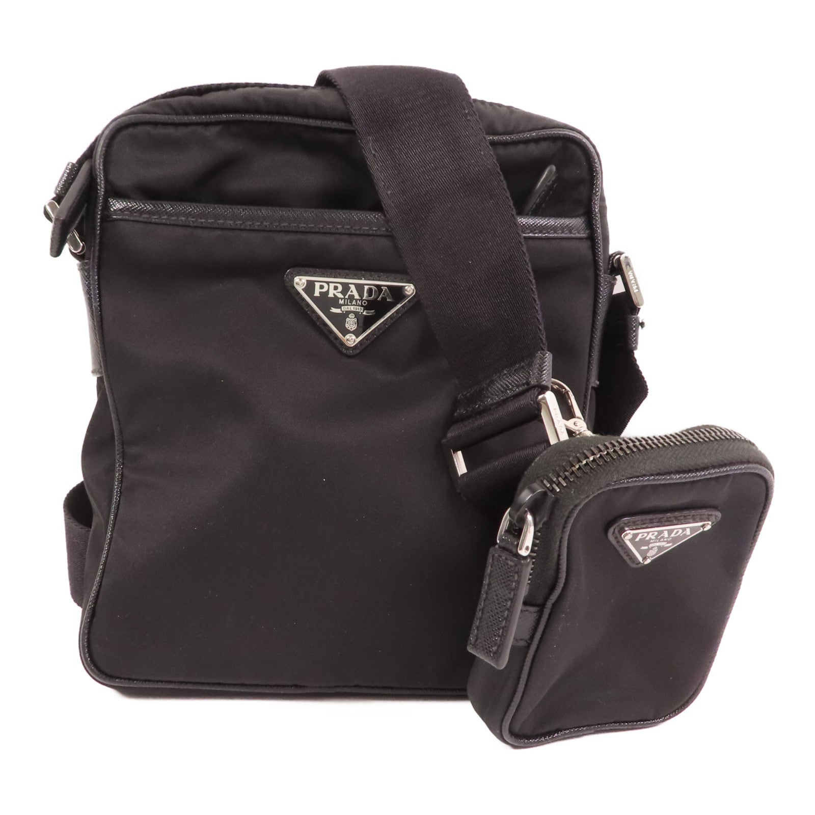 PRADA 尼龍Shoulder Bag銀扣肩背袋