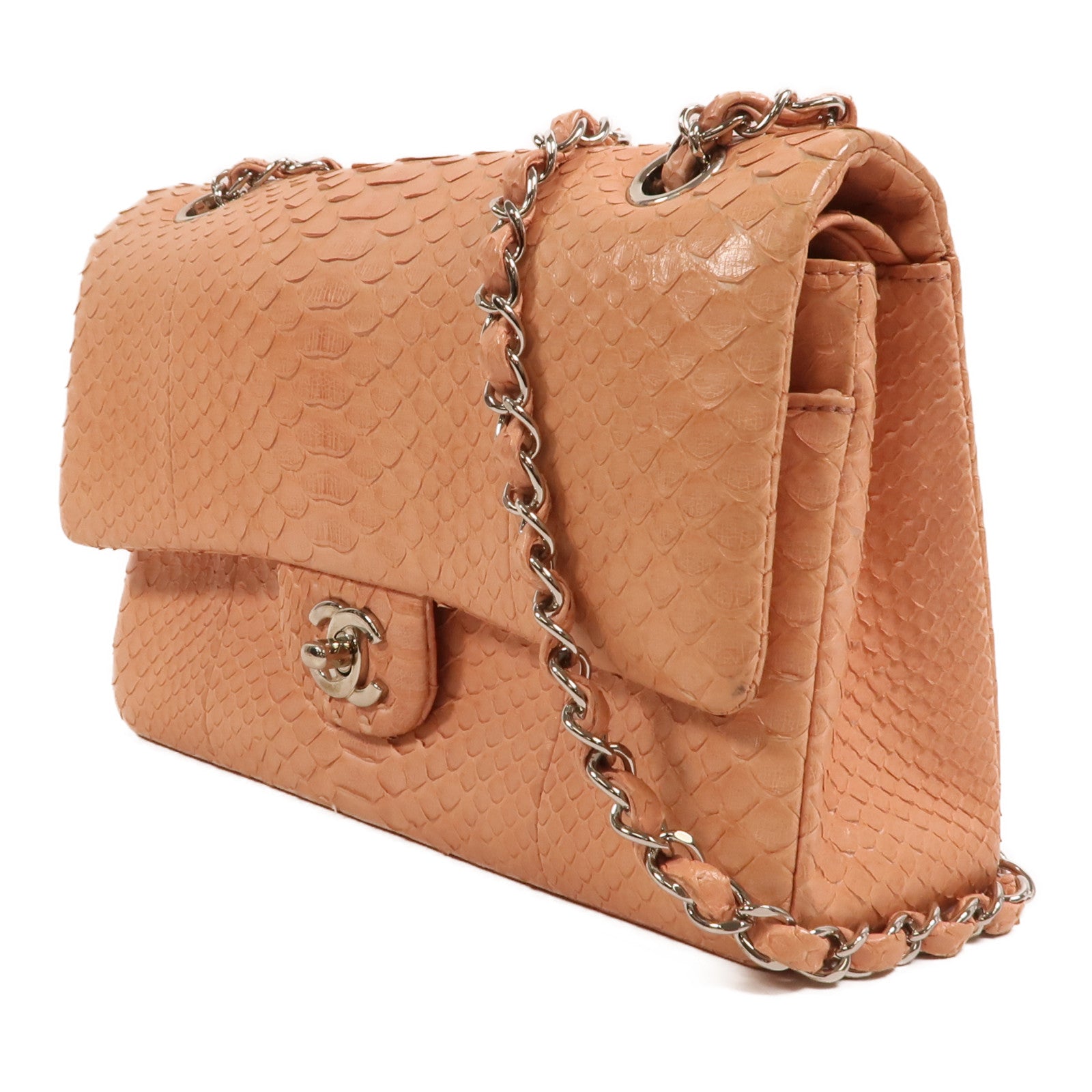 CHANEL 蛇皮皮革Classic 25銀扣鏈帶肩背袋