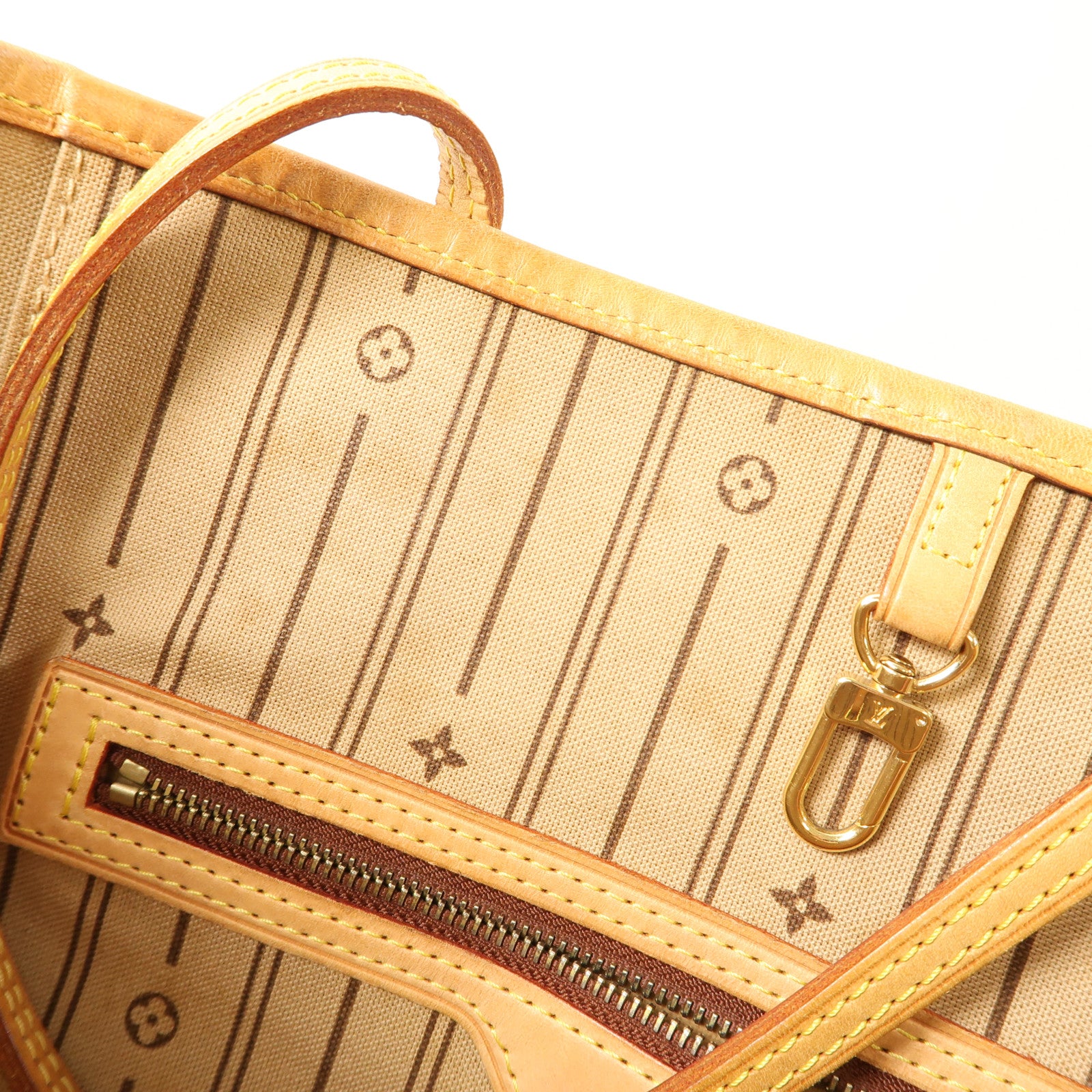 LOUIS VUITTON Monogram Neverfull MM金扣肩背袋棕色