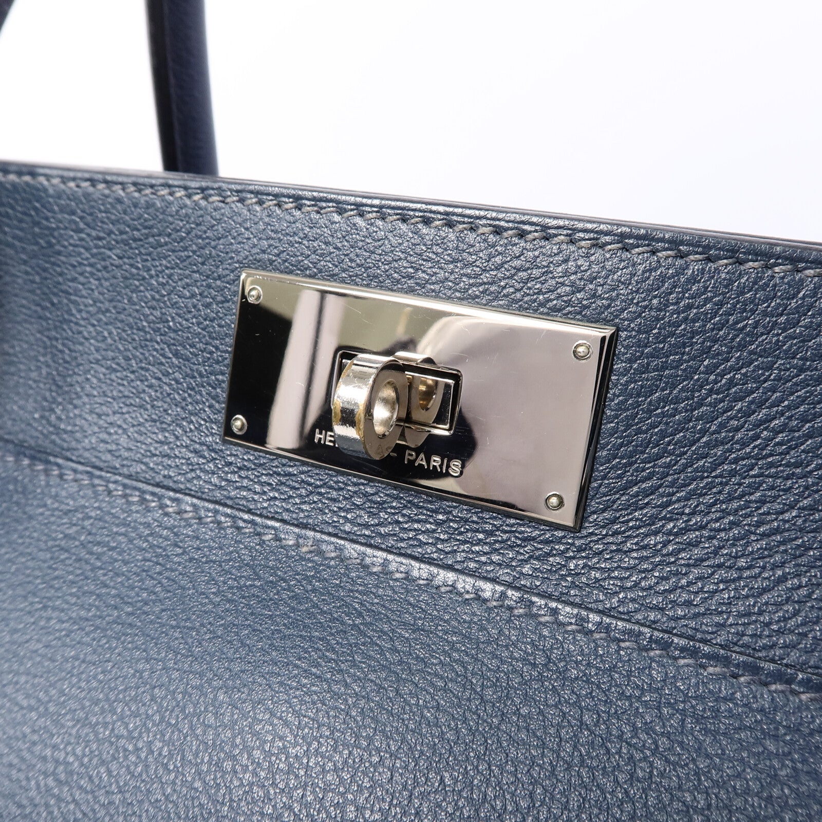 HERMES Evercolor皮革Toolbox 26手挽肩背兩用袋Bleu Ocean