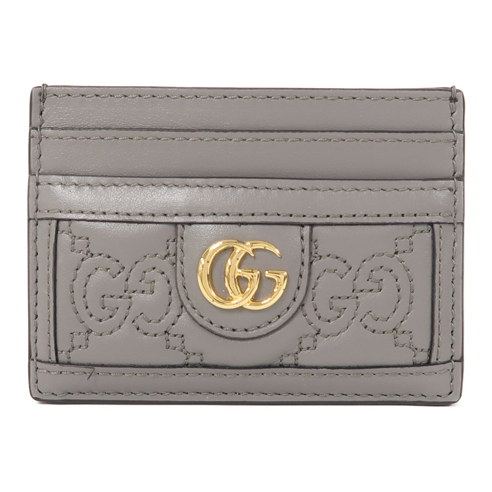 GUCCI 牛皮皮革Card Case金扣卡片套灰色