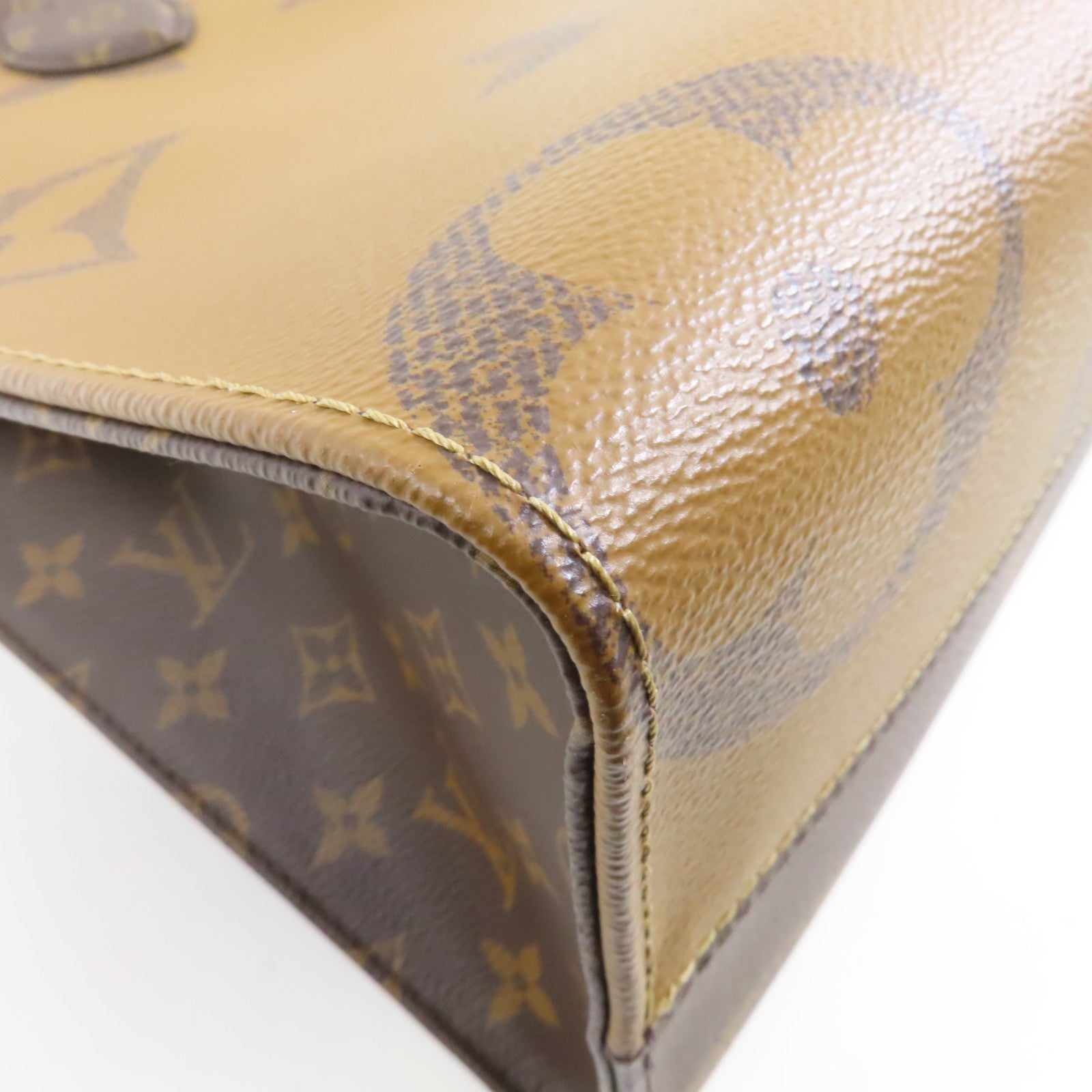 LOUIS VUITTON Monogram Giant/Monogram Reverse On The Go MM金扣手挽肩背兩用袋啡色