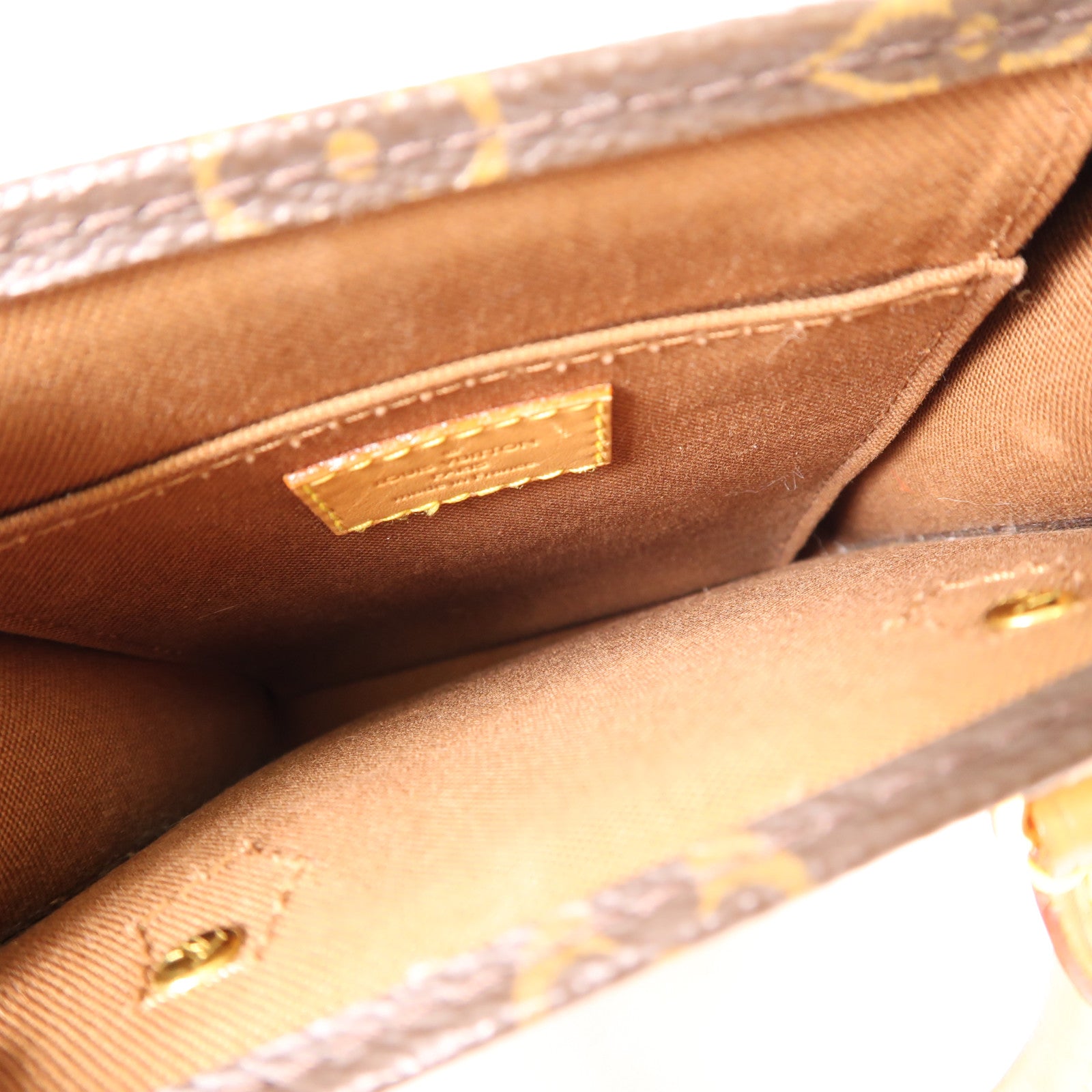 LOUIS VUITTON Monogram Petit Sac Plat金扣手挽肩背兩用袋棕色