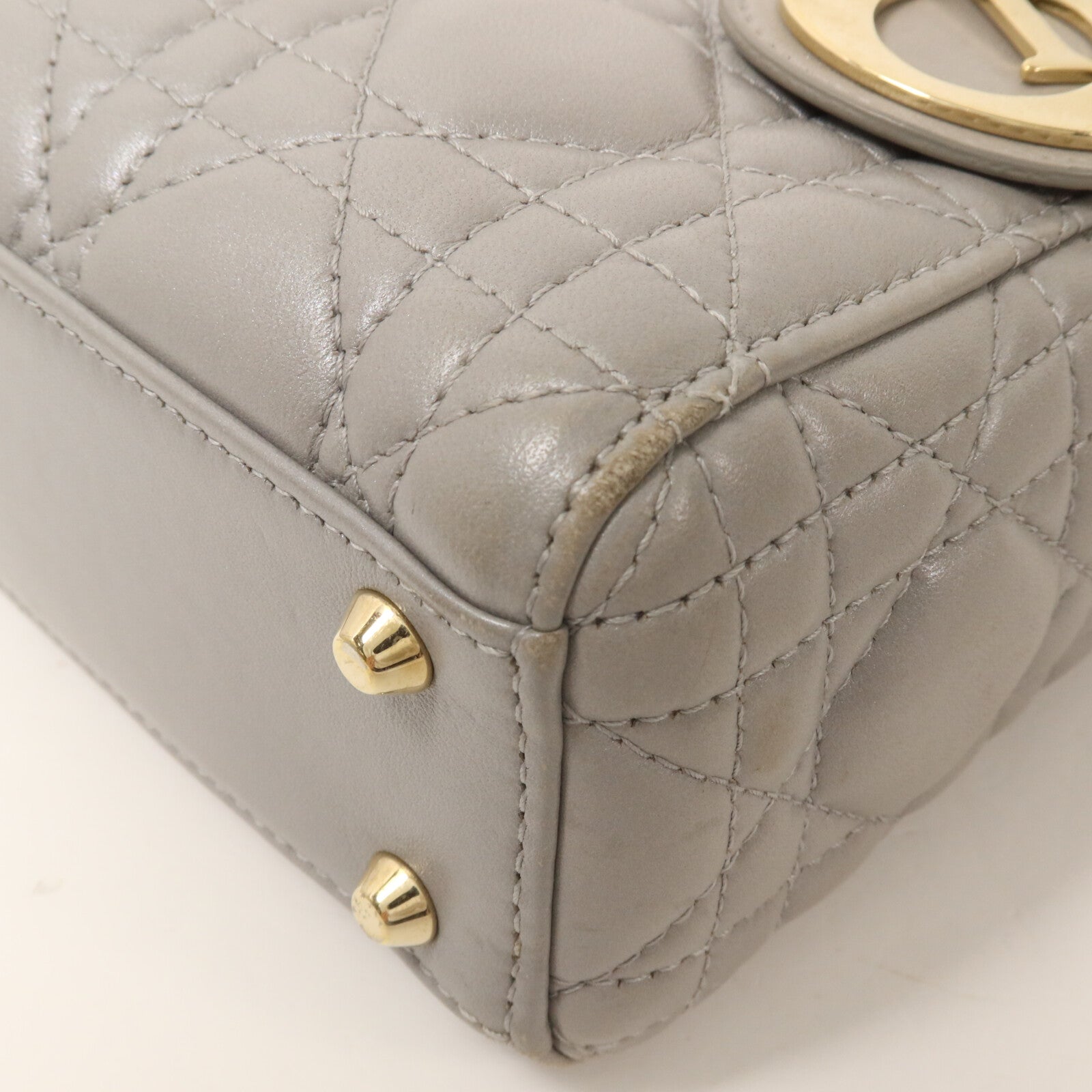 Dior 羊皮皮革Lady Dior Mini鏈帶手挽肩背兩用袋