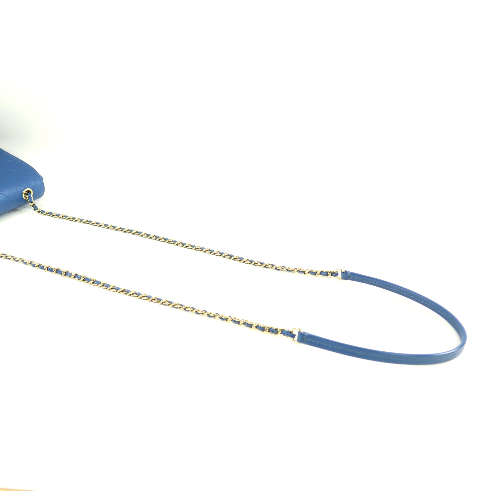 CHANEL 【激減優惠】菱格牛皮皮革Chain Shoulder金扣鏈帶肩背袋藍色