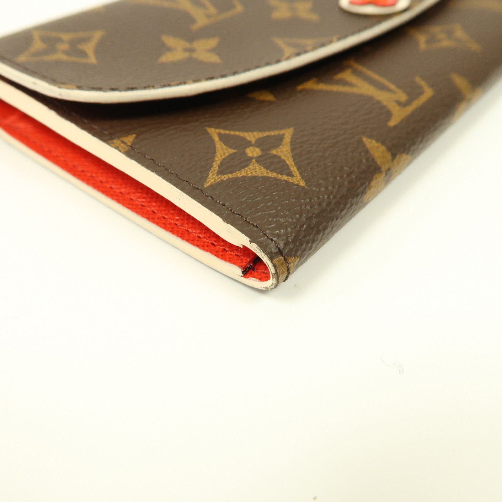 LOUIS VUITTON Monogram Emilie Wallet金扣長錢包啡色/紅色