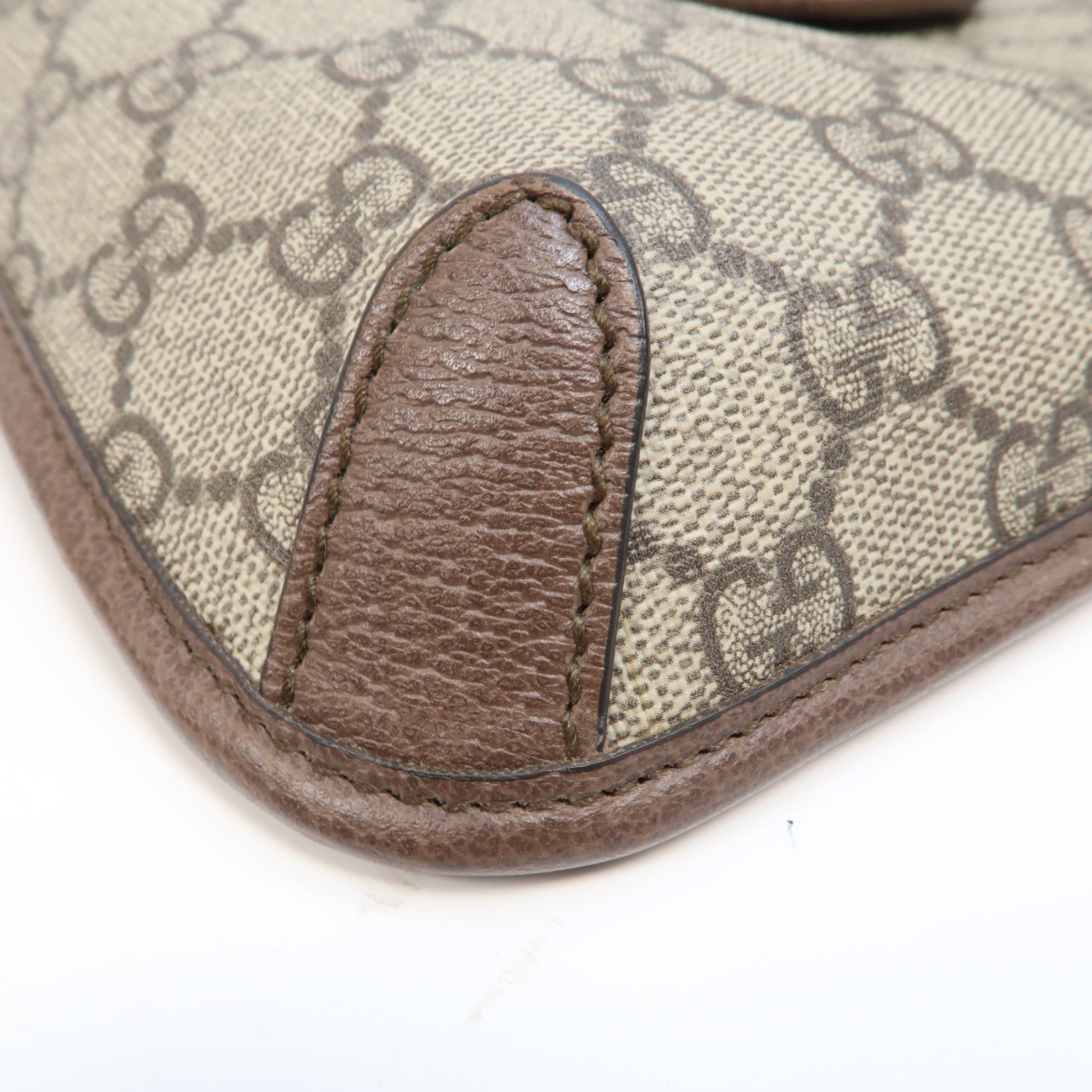 GUCCI 【激減優惠】塗層帆布Rajah金扣肩背袋啡色