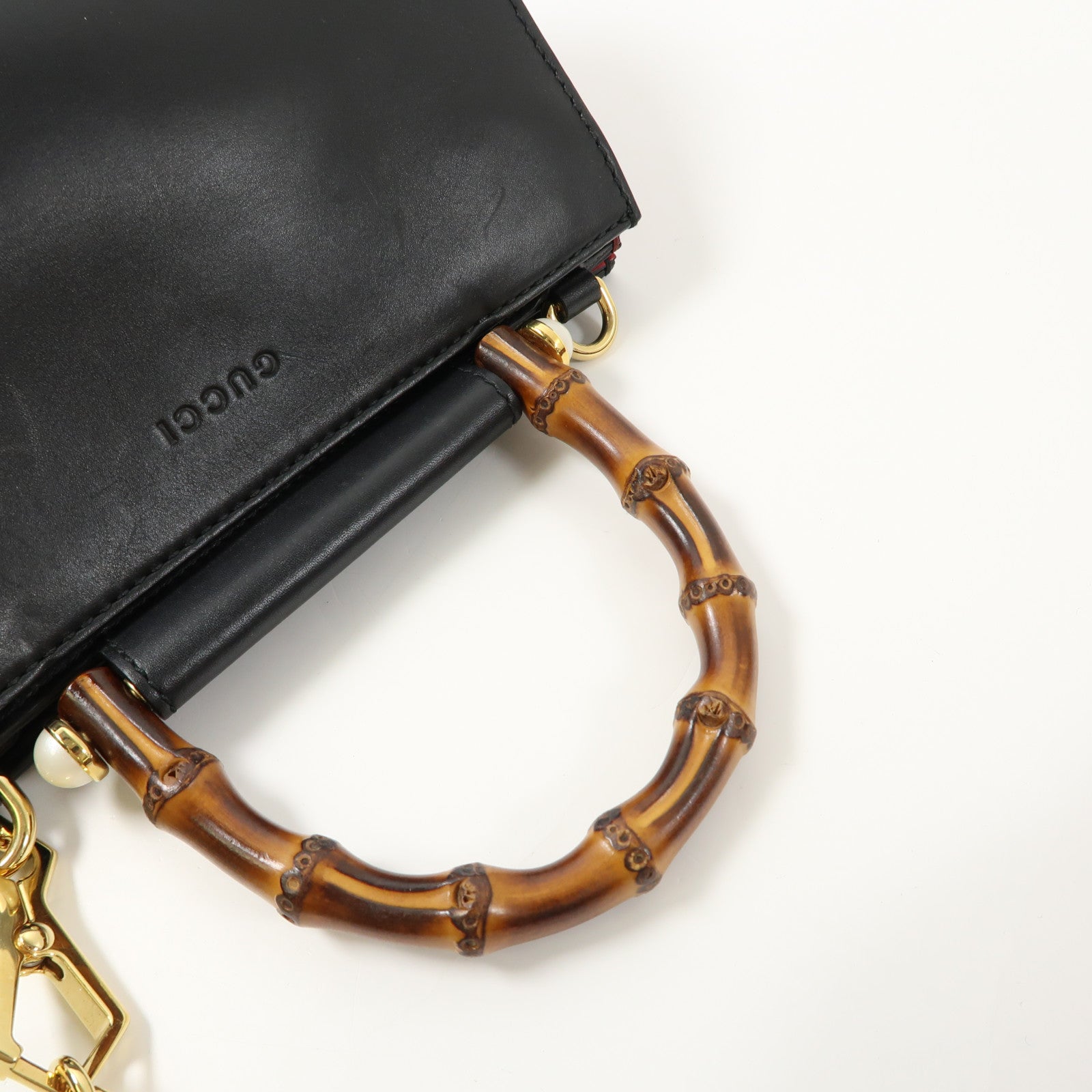 GUCCI 牛皮皮革2 Way Shoulder Bag金扣手挽肩背兩用袋黑色