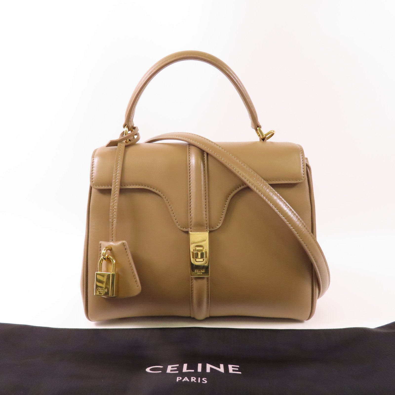 CELINE 牛皮皮革Celine 16金扣手挽肩背兩用袋