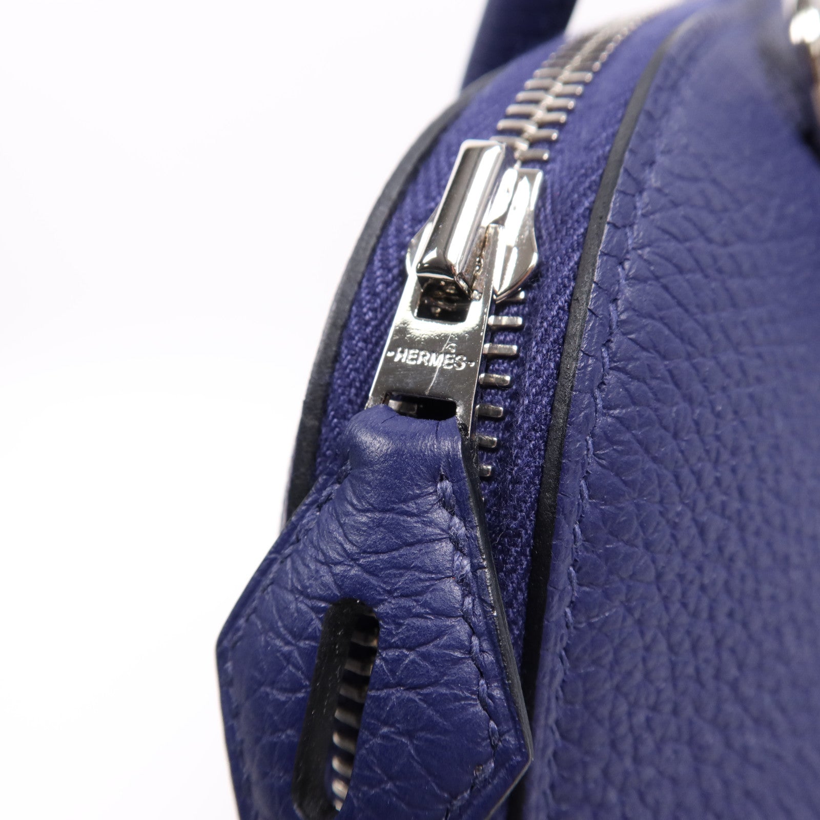 HERMES Clemence皮革Bolide 31金扣手挽袋Bleu Encre