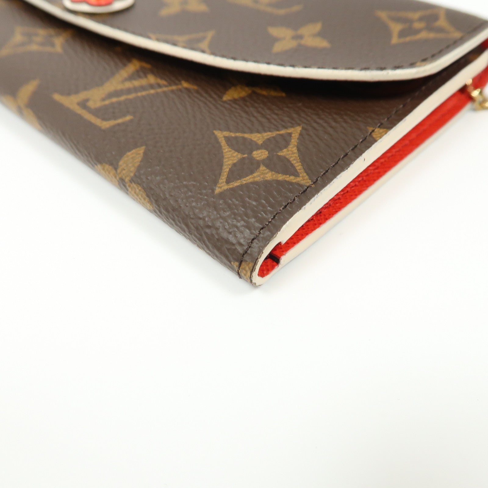 LOUIS VUITTON Monogram Emilie Wallet金扣長錢包啡色/紅色