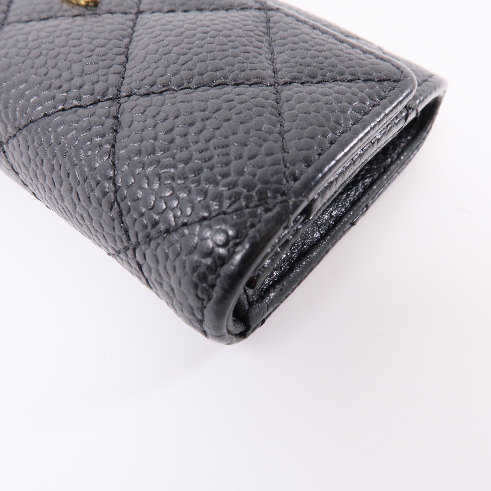 CHANEL 牛皮皮革Card Case金扣卡片套黑色