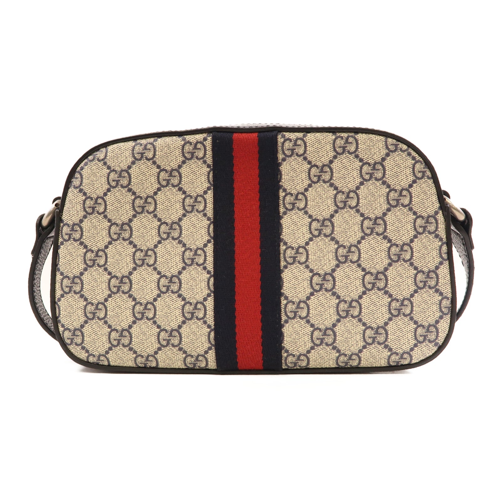 GUCCI 塗層帆布GG Supereme銀扣肩背袋