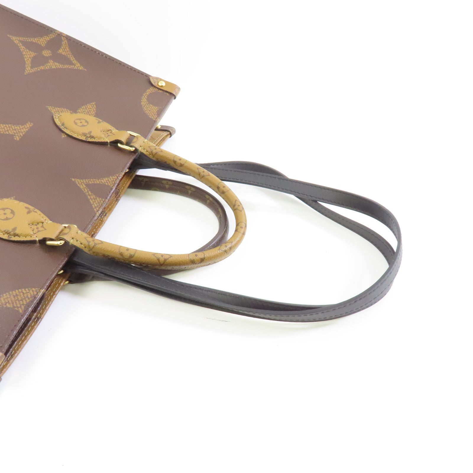 LOUIS VUITTON Monogram Giant/Monogram Reverse On The Go MM金扣手挽肩背兩用袋啡色