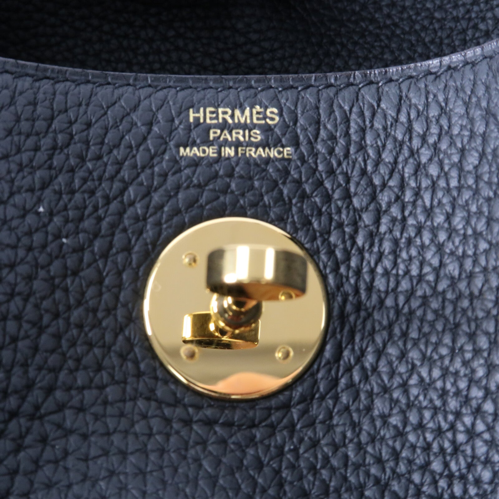 HERMES Clemence皮革Lindy 26金扣手挽肩背兩用袋Noir