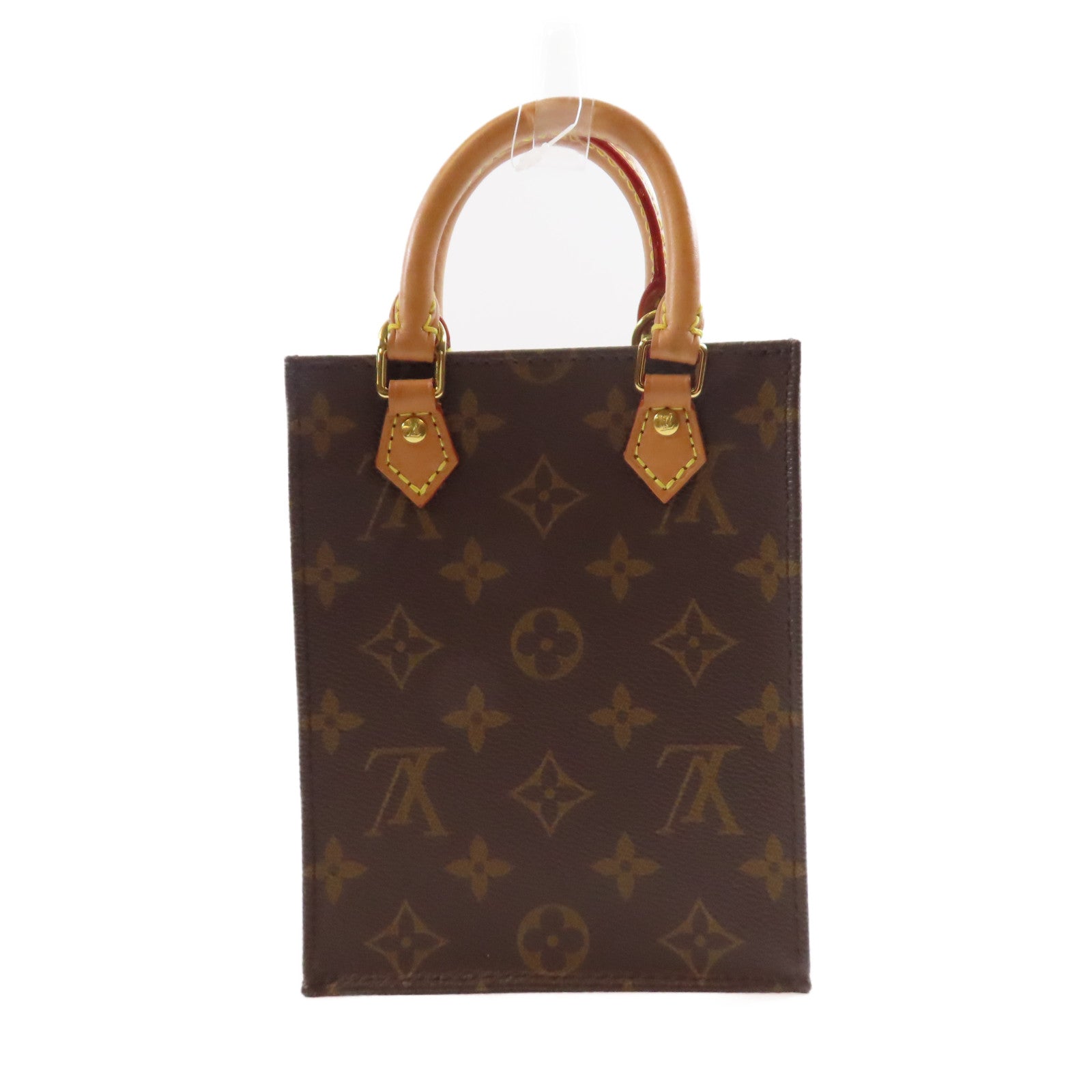 LOUIS VUITTON Monogram Petit Sac Plat金扣手挽肩背兩用袋棕色