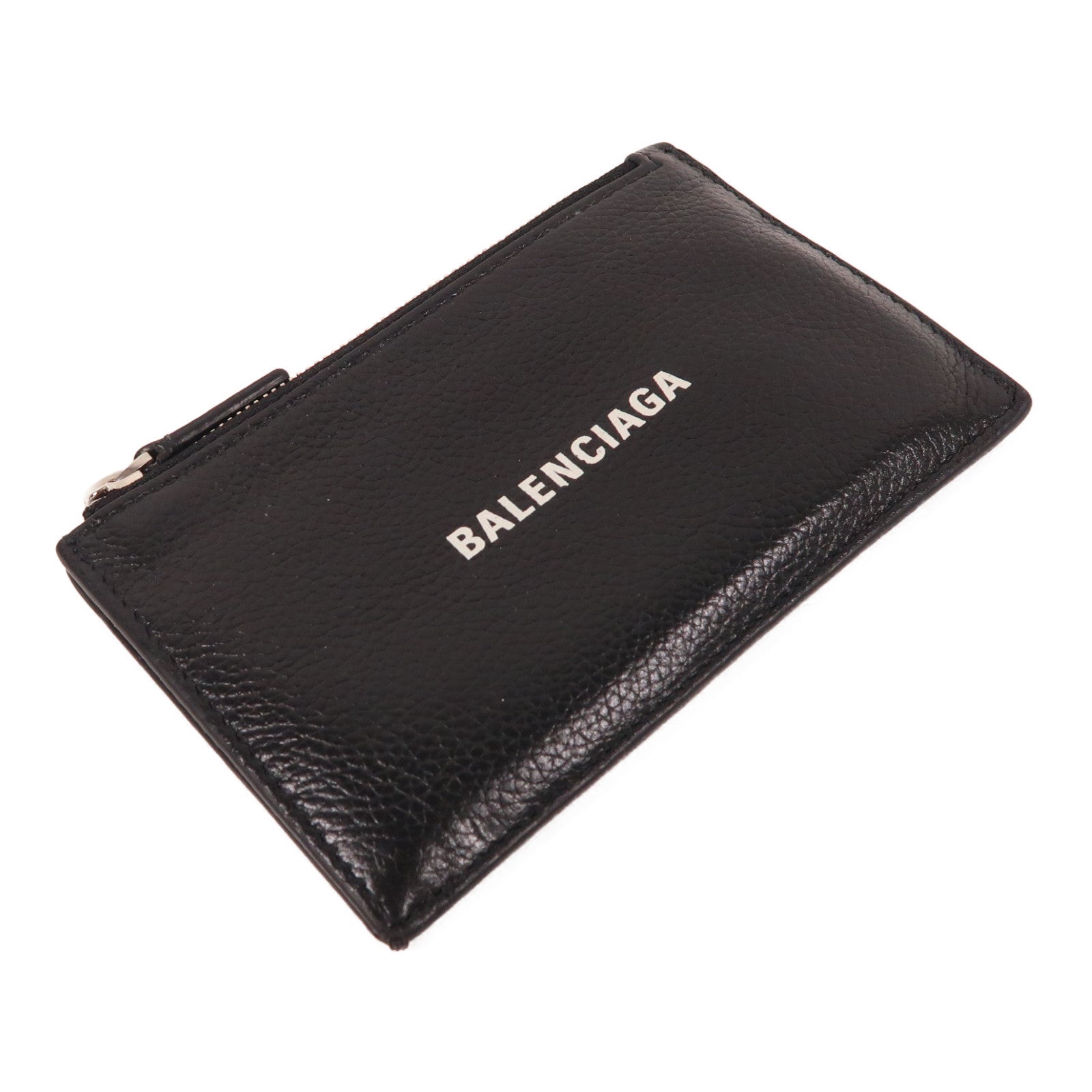 BALENCIAGA 牛皮皮革Card Case銀扣卡片套黑色