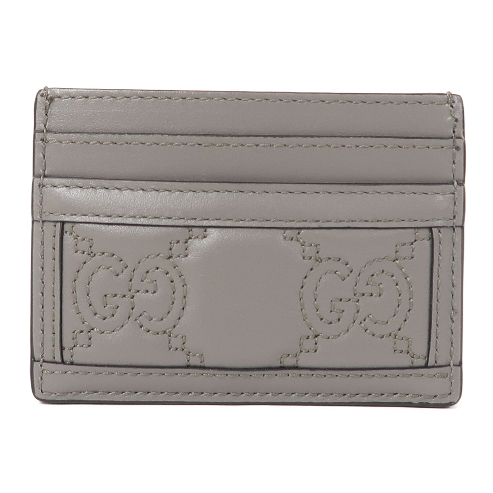 GUCCI 牛皮皮革Card Case金扣卡片套灰色