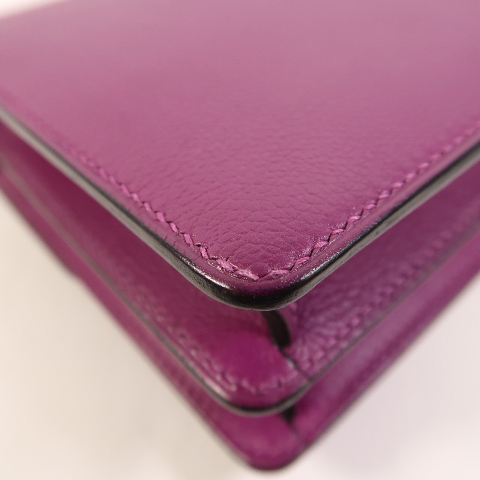 HERMES Evercolor皮革Roulis Mini銀扣肩背袋Anemone