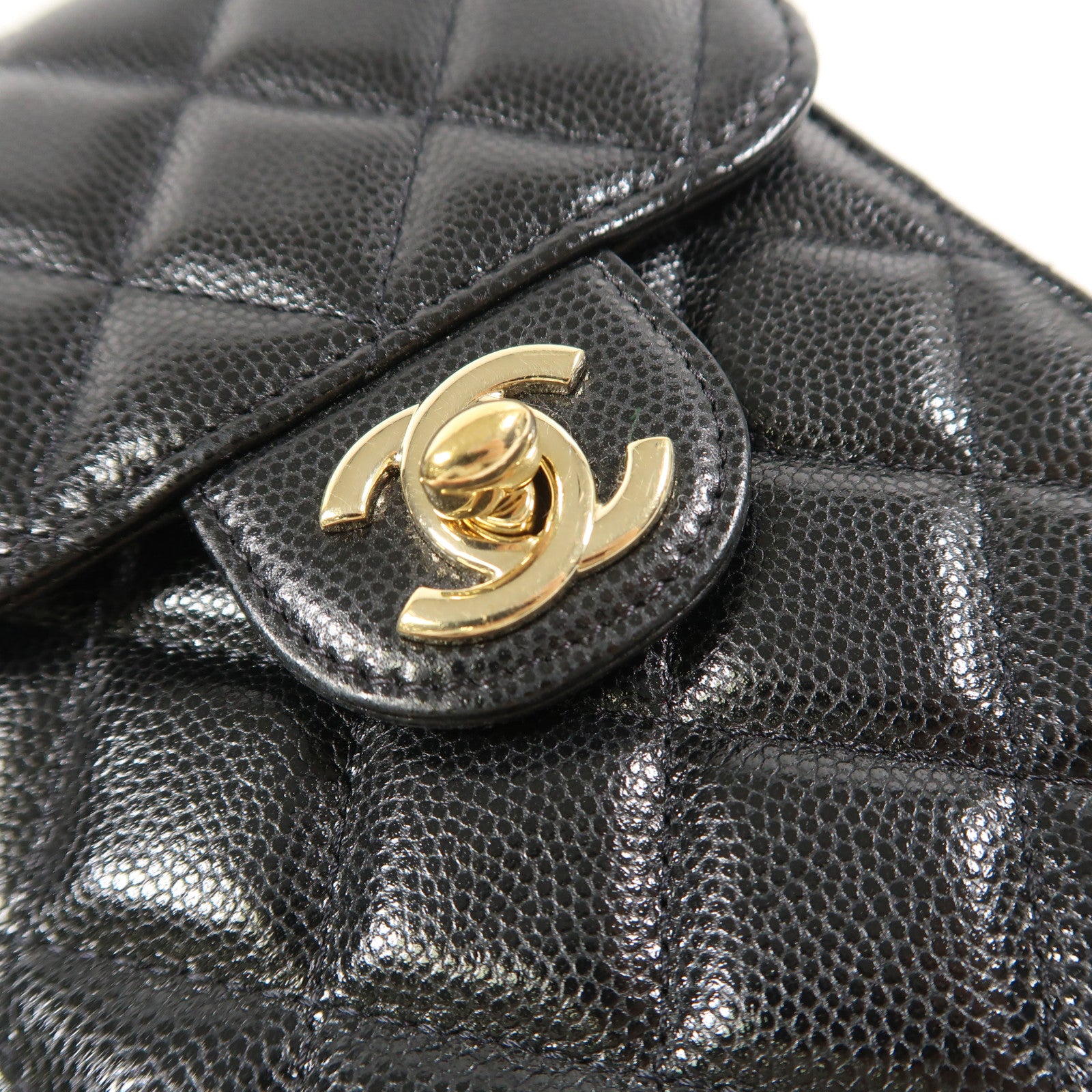 CHANEL 牛皮皮革Phone Bag金扣鏈帶肩背袋