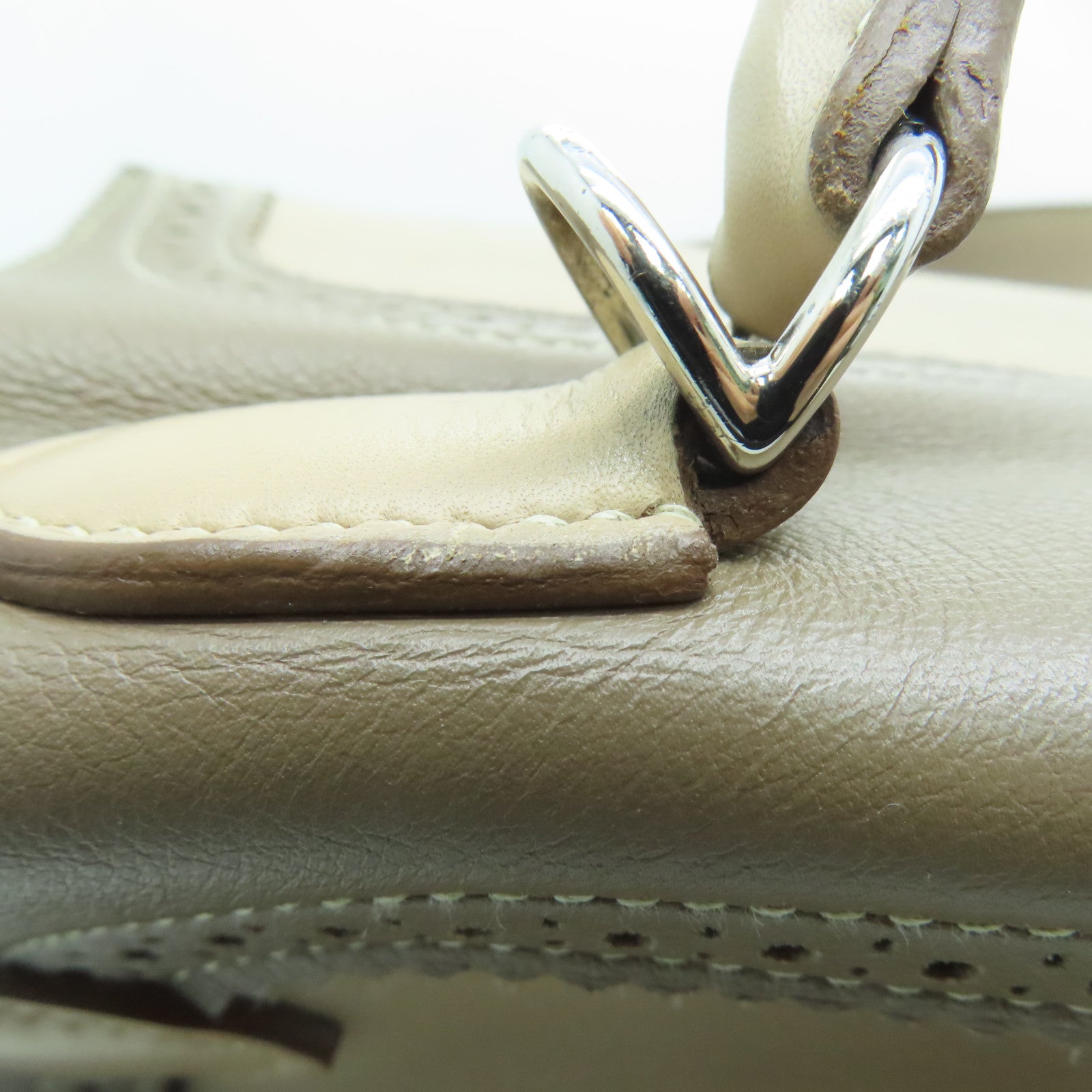 HERMES Swift皮革Ghillies Kelly 35银扣手挽肩背两用袋Argile/Etoupe粘土色/大象灰
