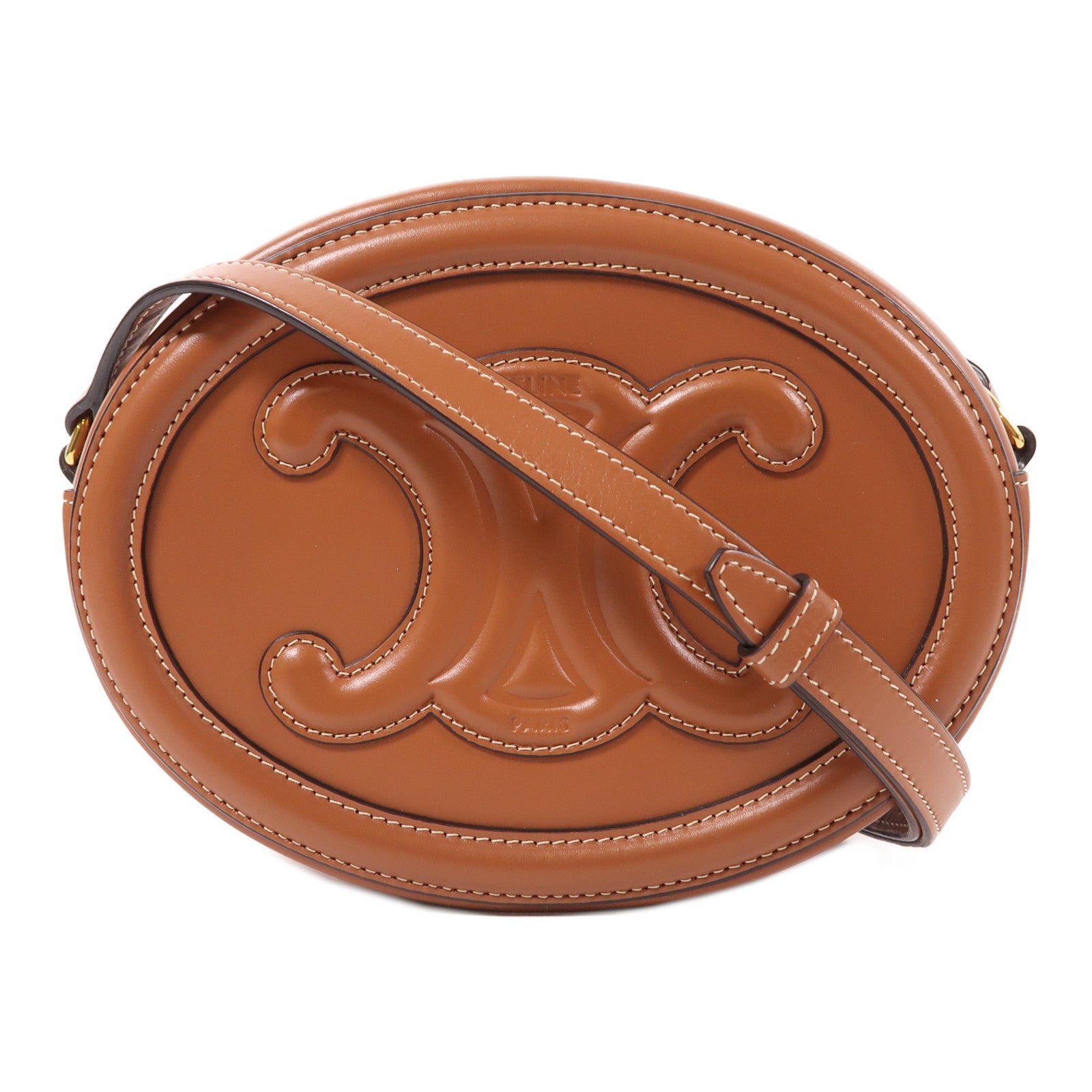 CELINE 皮革Cuir Triomphe Small Oval Bag金扣肩背袋