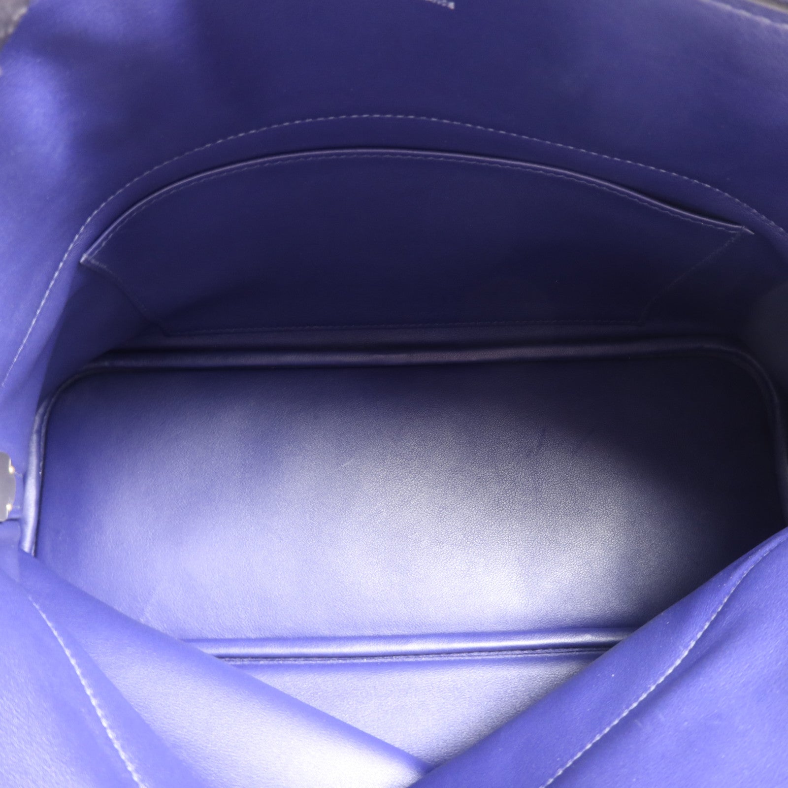 HERMES Clemence皮革Bolide 31金扣手挽袋Bleu Encre