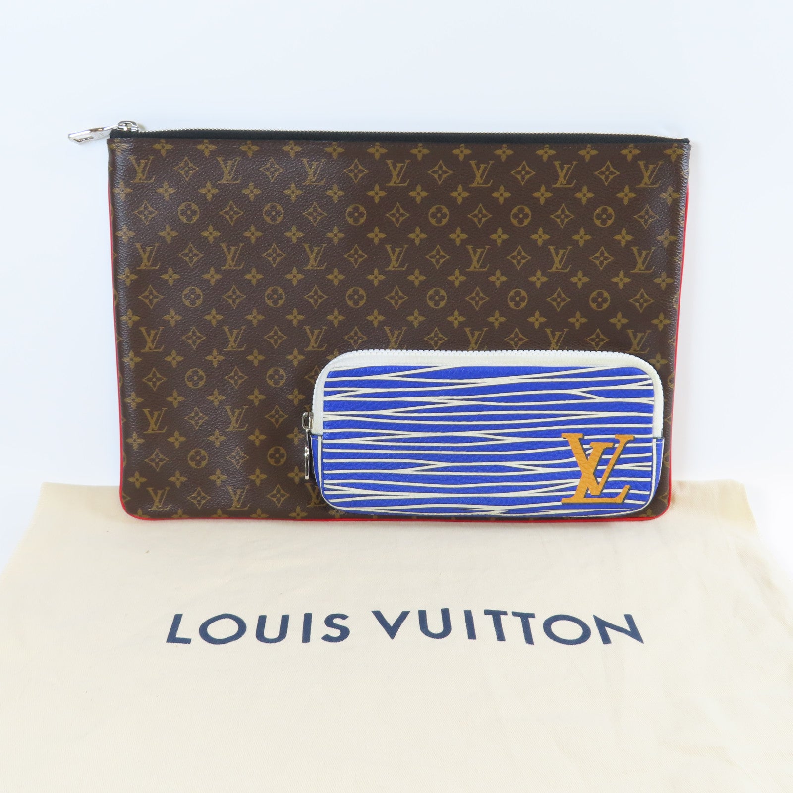 LOUIS VUITTON **【激減優惠】Monogram Patchwork Pochette A4金扣手拿包啡色