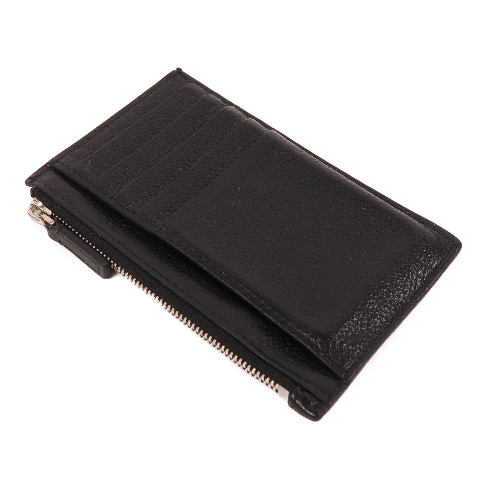 BALENCIAGA 牛皮皮革Card Case銀扣卡片套黑色