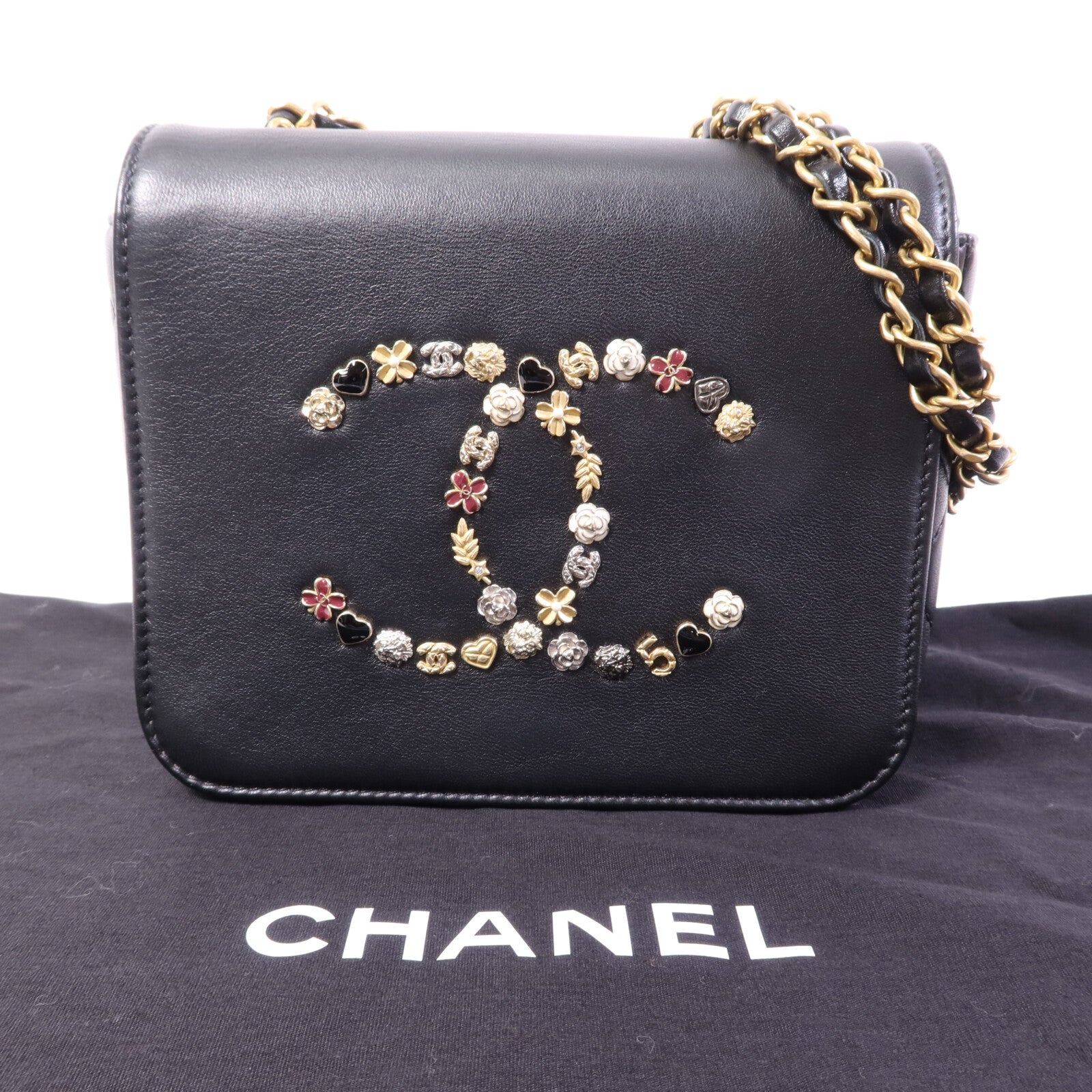 CHANEL 羊皮皮革Chain Shoulder Bag金扣鏈帶肩背袋