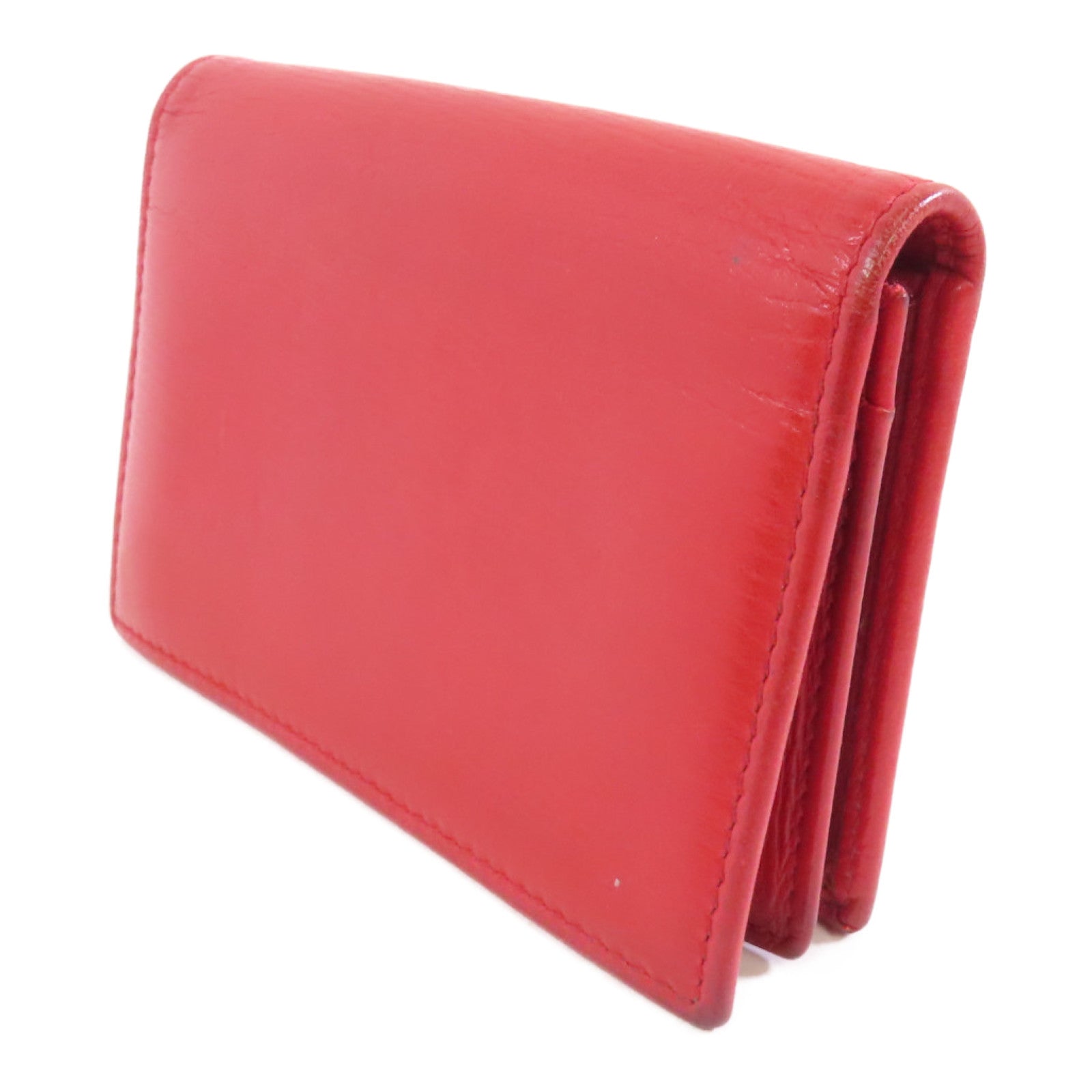 BVLGARI (PRICE DOWN) Card Case Calfskin Leather Red