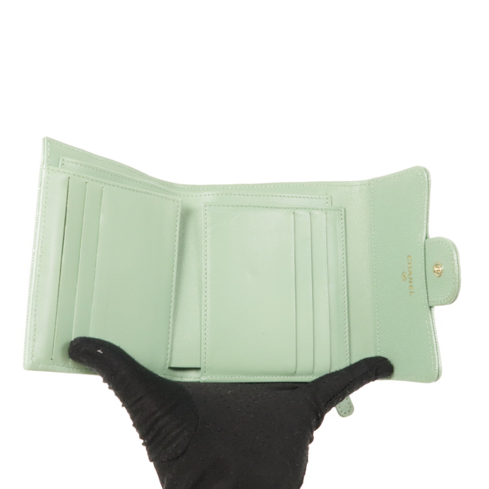 CHANEL 牛皮皮革Wallet金扣錢包