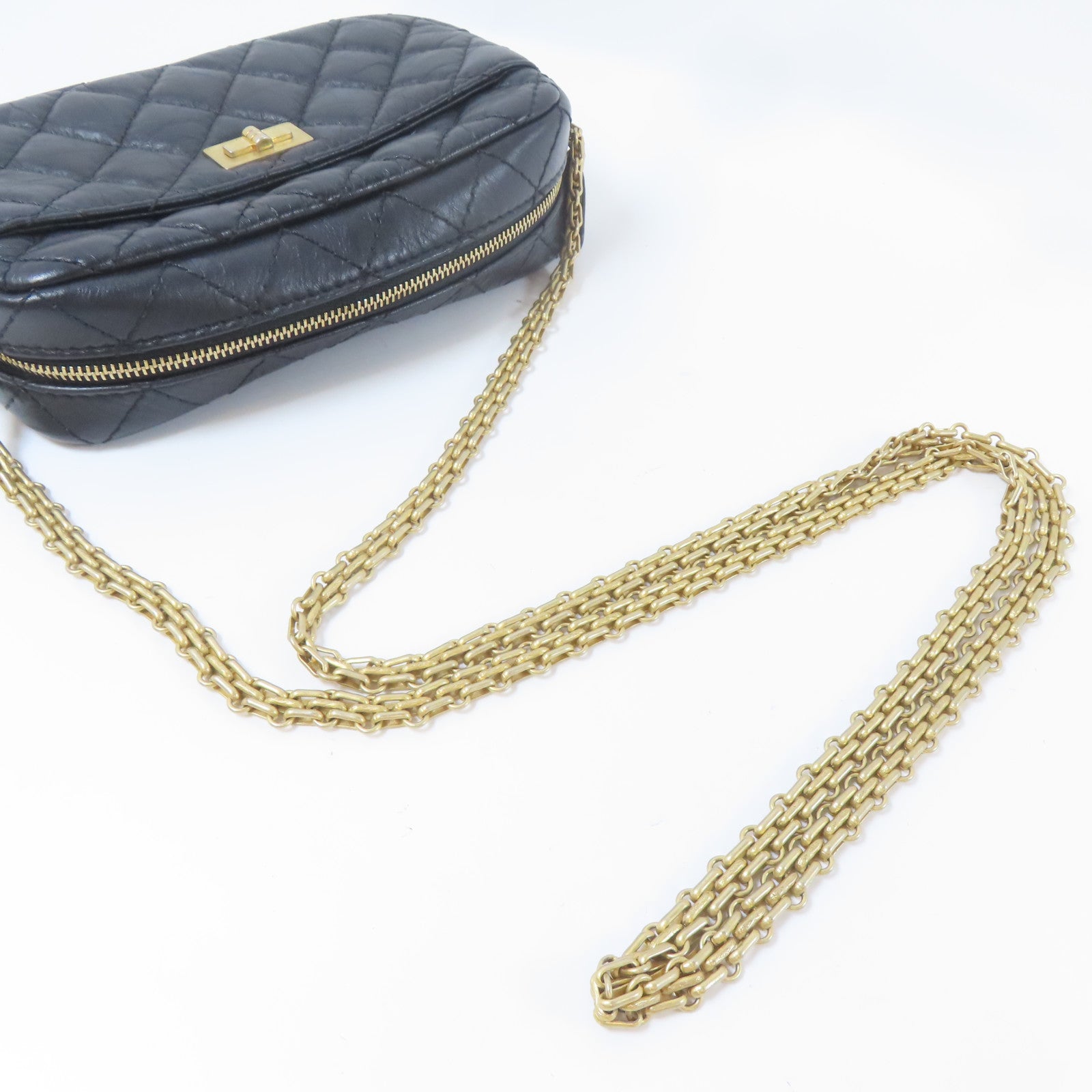 CHANEL 【激減優惠】菱格牛皮皮革2.55 Camera Bag金扣鏈帶肩背袋黑色