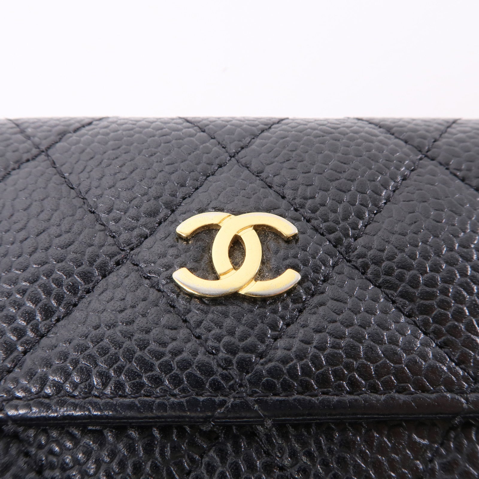 CHANEL 牛皮皮革Card Case金扣卡片套黑色