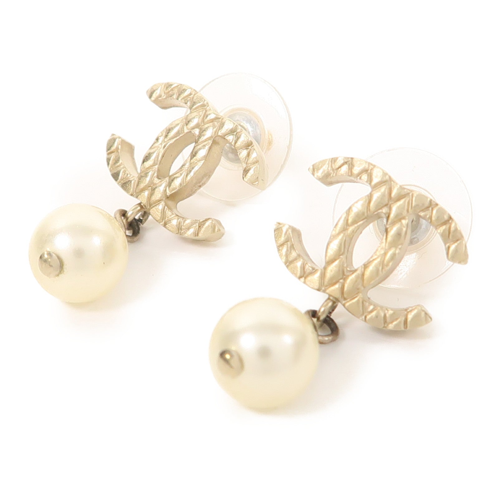 CHANEL 金屬/仿珍珠Earrings耳環金色