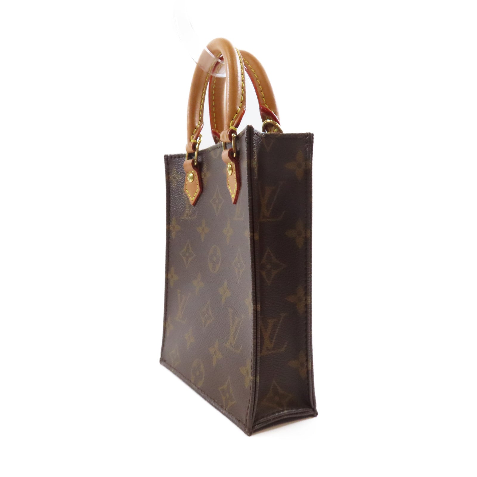 LOUIS VUITTON Monogram Petit Sac Plat金扣手挽肩背兩用袋棕色