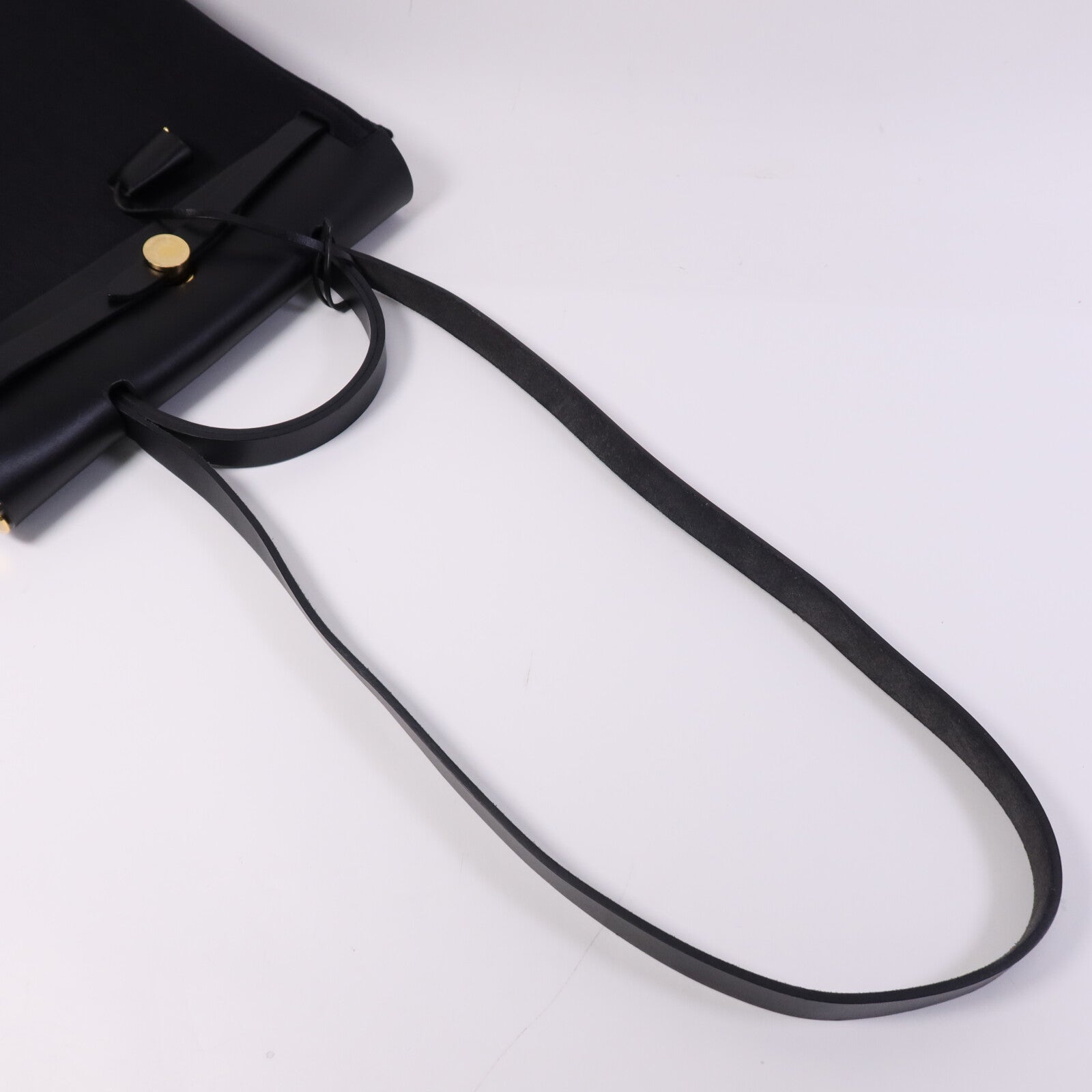 HERMES 帆布Herbag PM金扣手挽肩背兩用袋Noir