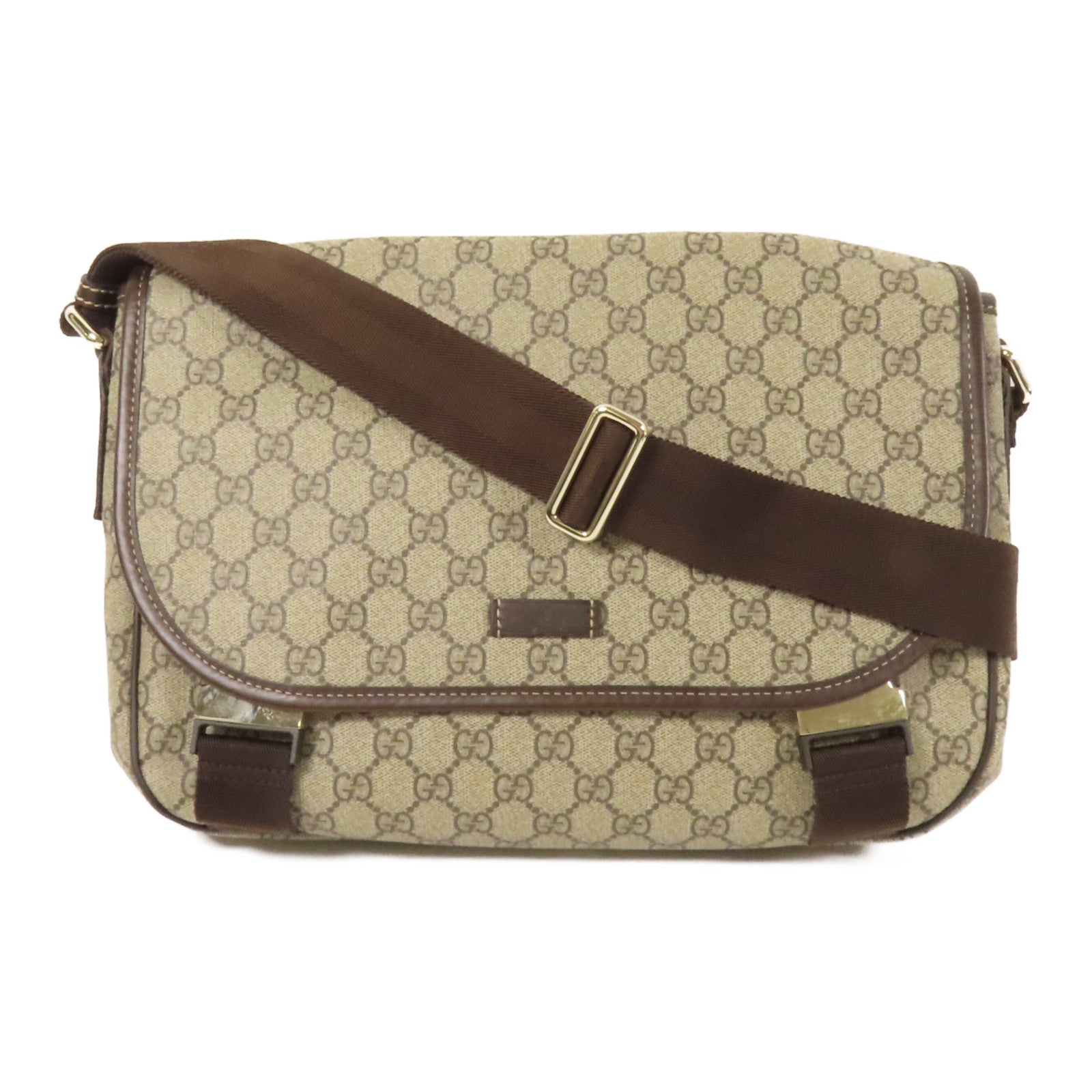 GUCCI 塗層帆布GG Messenger銀扣肩背袋