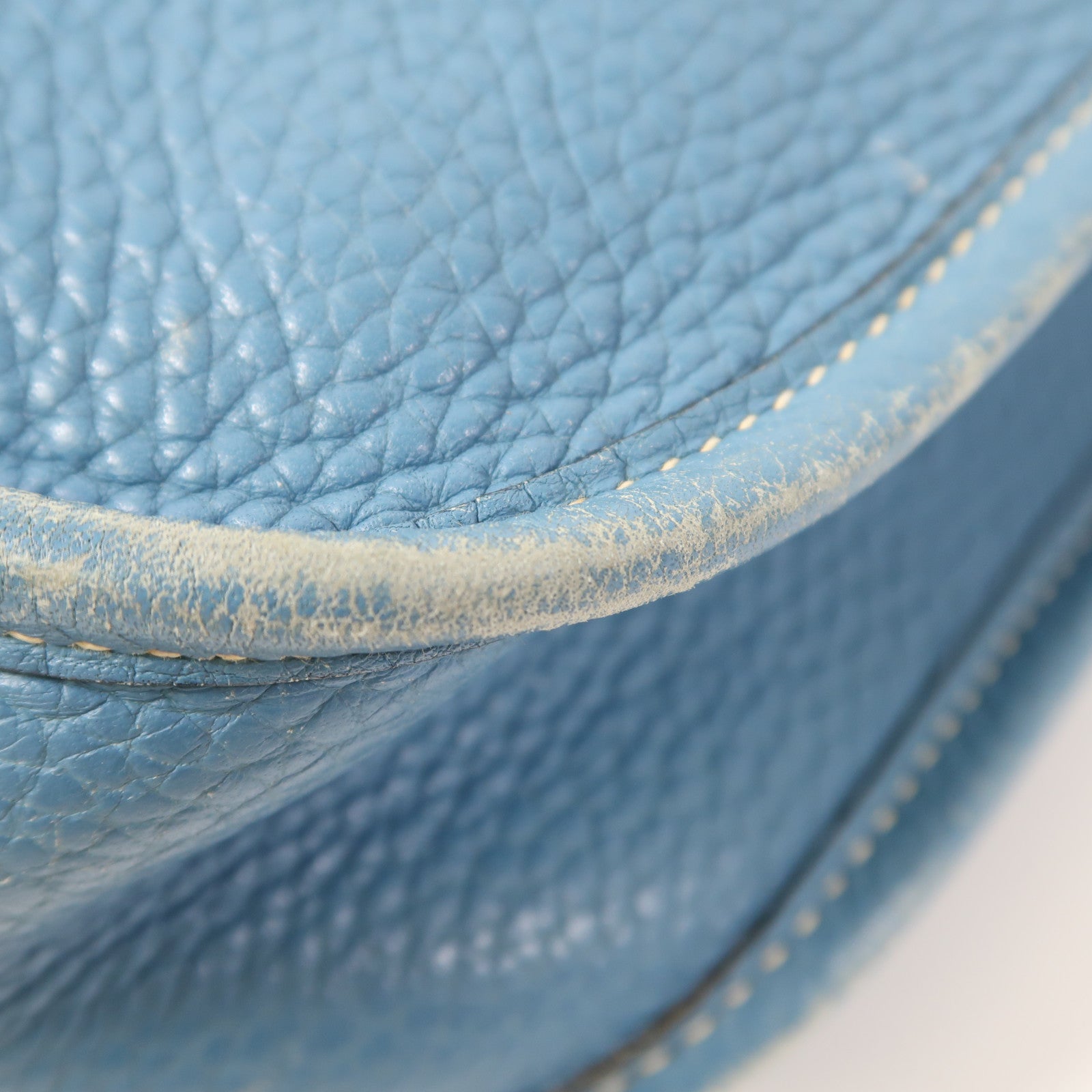 HERMES 【激減優惠】Clemence皮革Evelyne PM銀扣肩背袋Bleu Jean