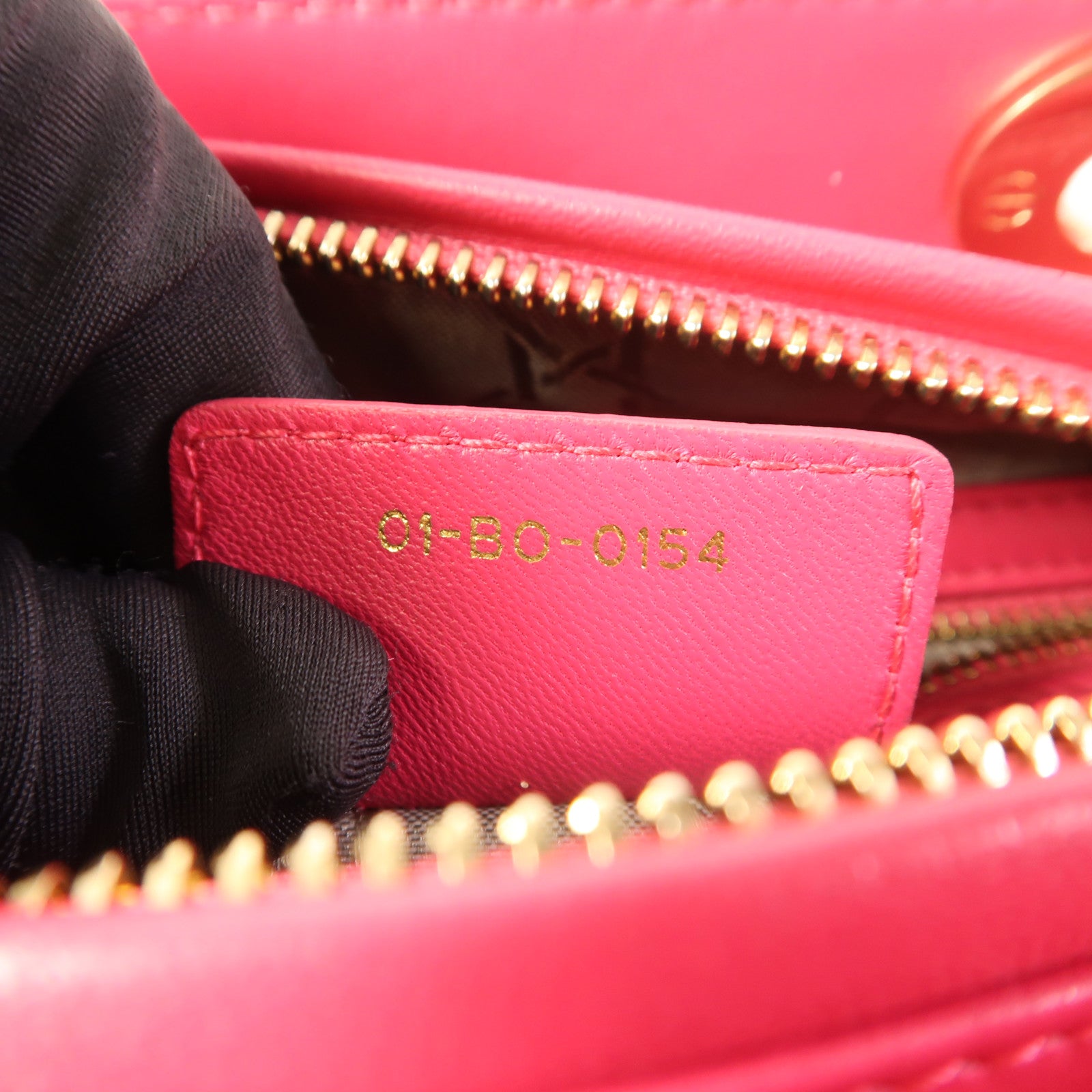 Christian Dior CD GHW Lady Dior 2 Way Shoulder Bag Lambskin Leather Pink