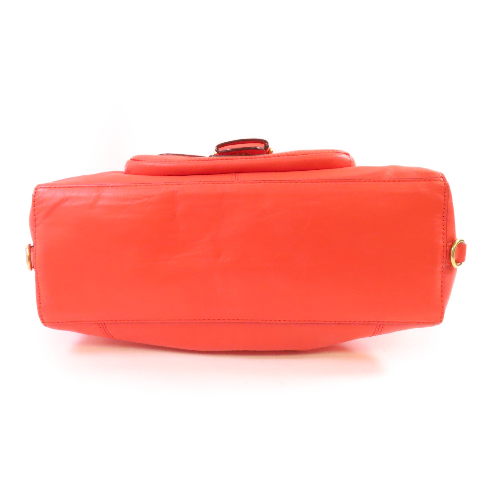 COACH 牛皮皮革Campbell Leather Bag金扣手挽肩背兩用袋橙色
