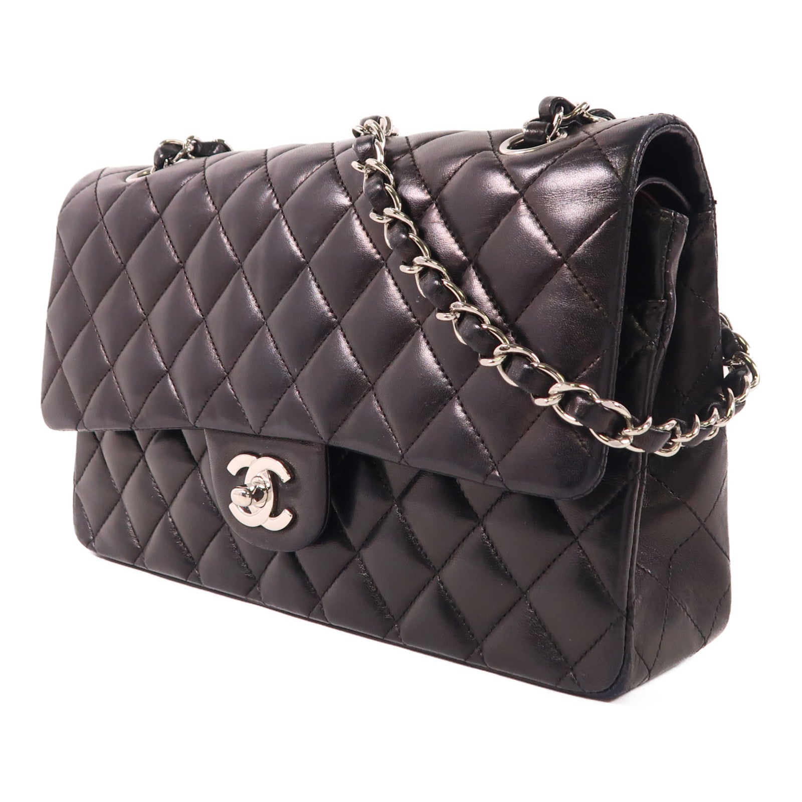 CHANEL 羊皮皮革Classic 25銀扣鏈帶肩背袋